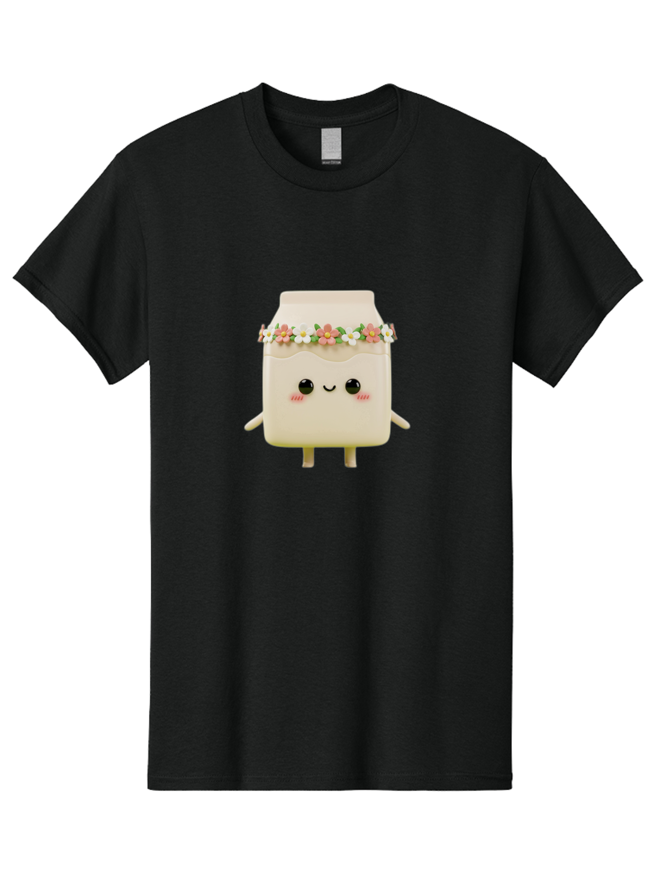 Yogurt-With-Flowers Men'S Graphic Tee, 100% Cotton, Comfortable Casual Summer Wear, Machine Washable, Yogurt Bottle With Floral Crown, Cute Anime Character, Kawaii Food, Pastel Colors, Floral Decoration, Adorable Design, Cartoon Style, Bae822
