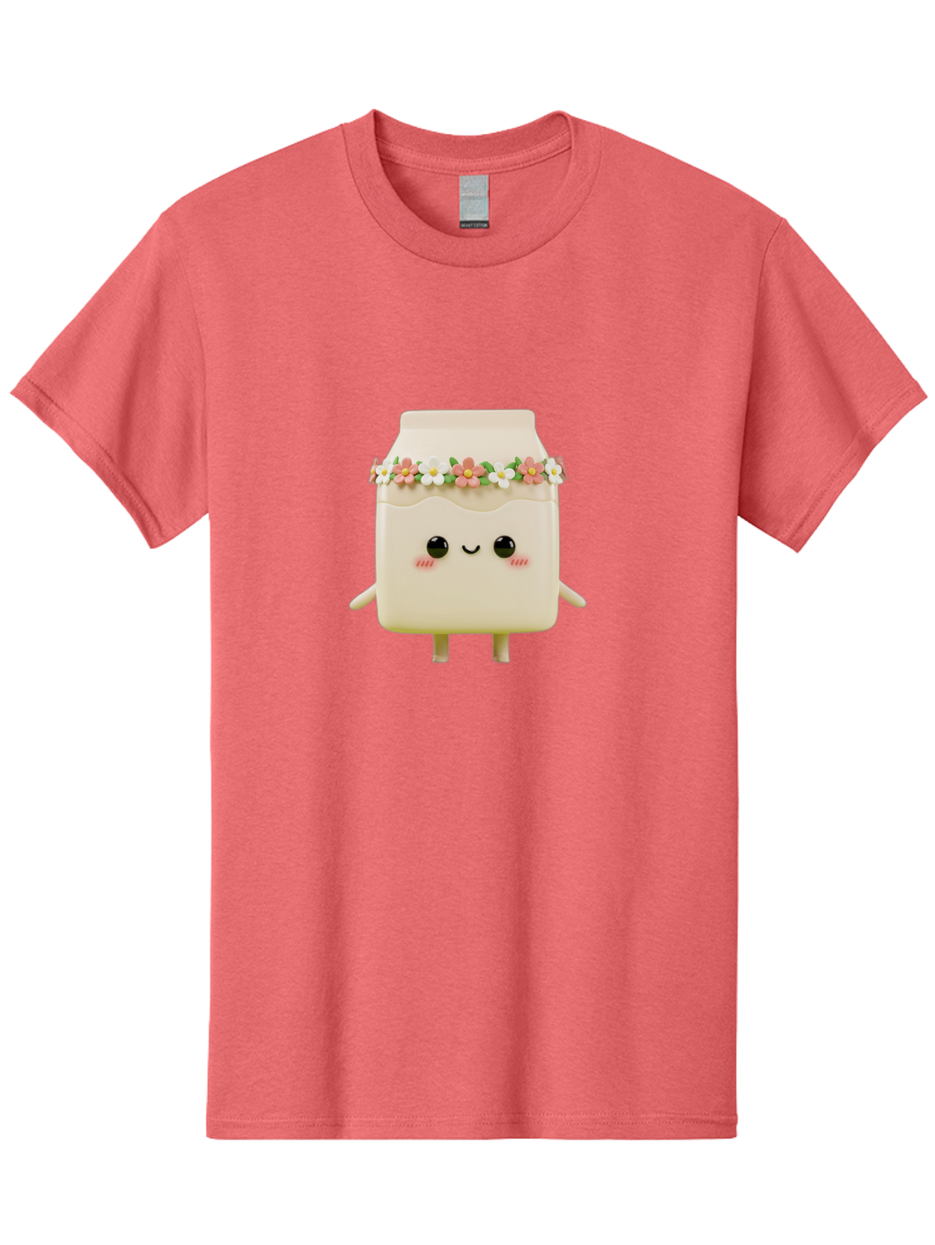 Yogurt-With-Flowers Men'S Graphic Tee, 100% Cotton, Comfortable Casual Summer Wear, Machine Washable, Yogurt Bottle With Floral Crown, Cute Anime Character, Kawaii Food, Pastel Colors, Floral Decoration, Adorable Design, Cartoon Style, Bae822
