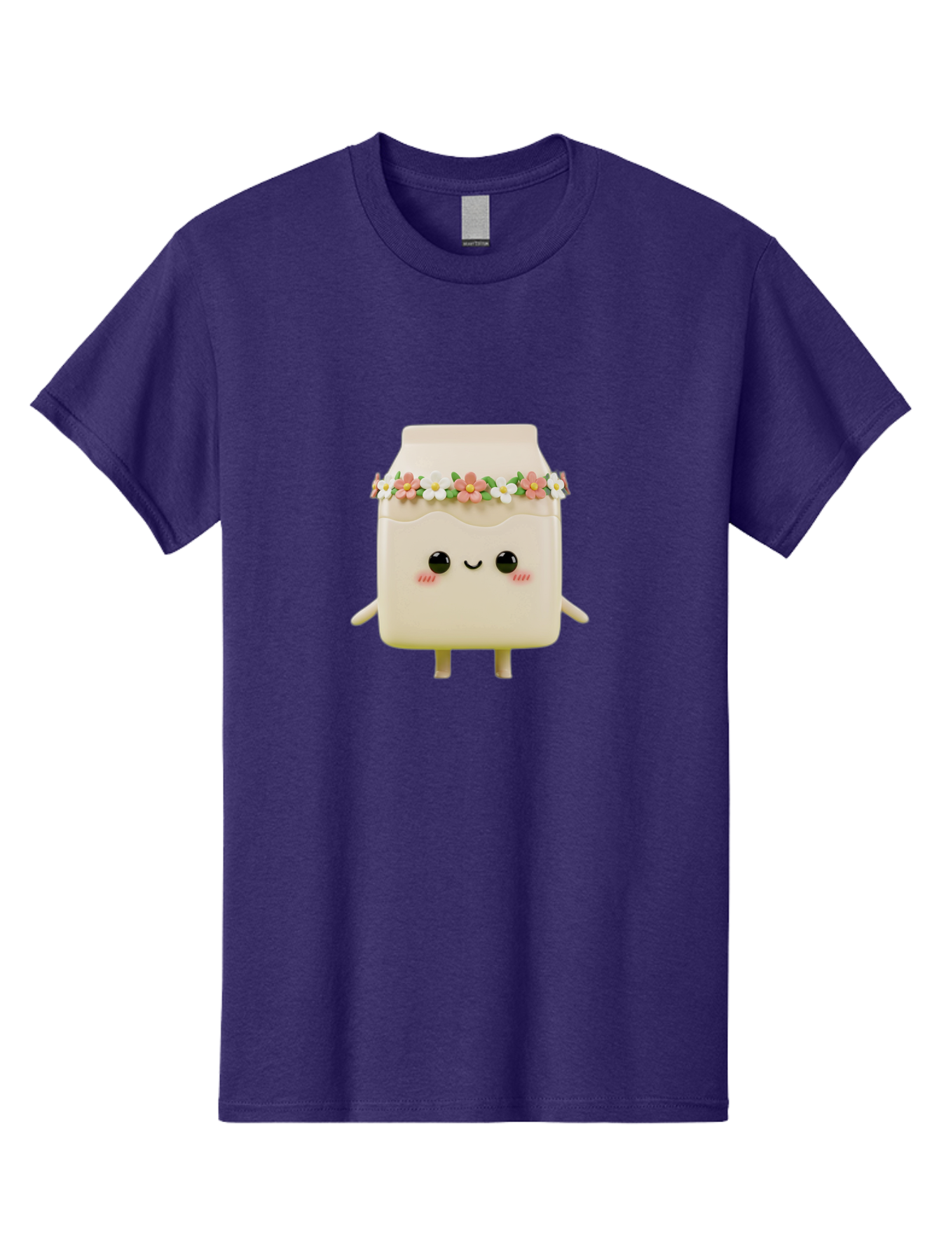 Yogurt-With-Flowers Men'S Graphic Tee, 100% Cotton, Comfortable Casual Summer Wear, Machine Washable, Yogurt Bottle With Floral Crown, Cute Anime Character, Kawaii Food, Pastel Colors, Floral Decoration, Adorable Design, Cartoon Style, Bae822