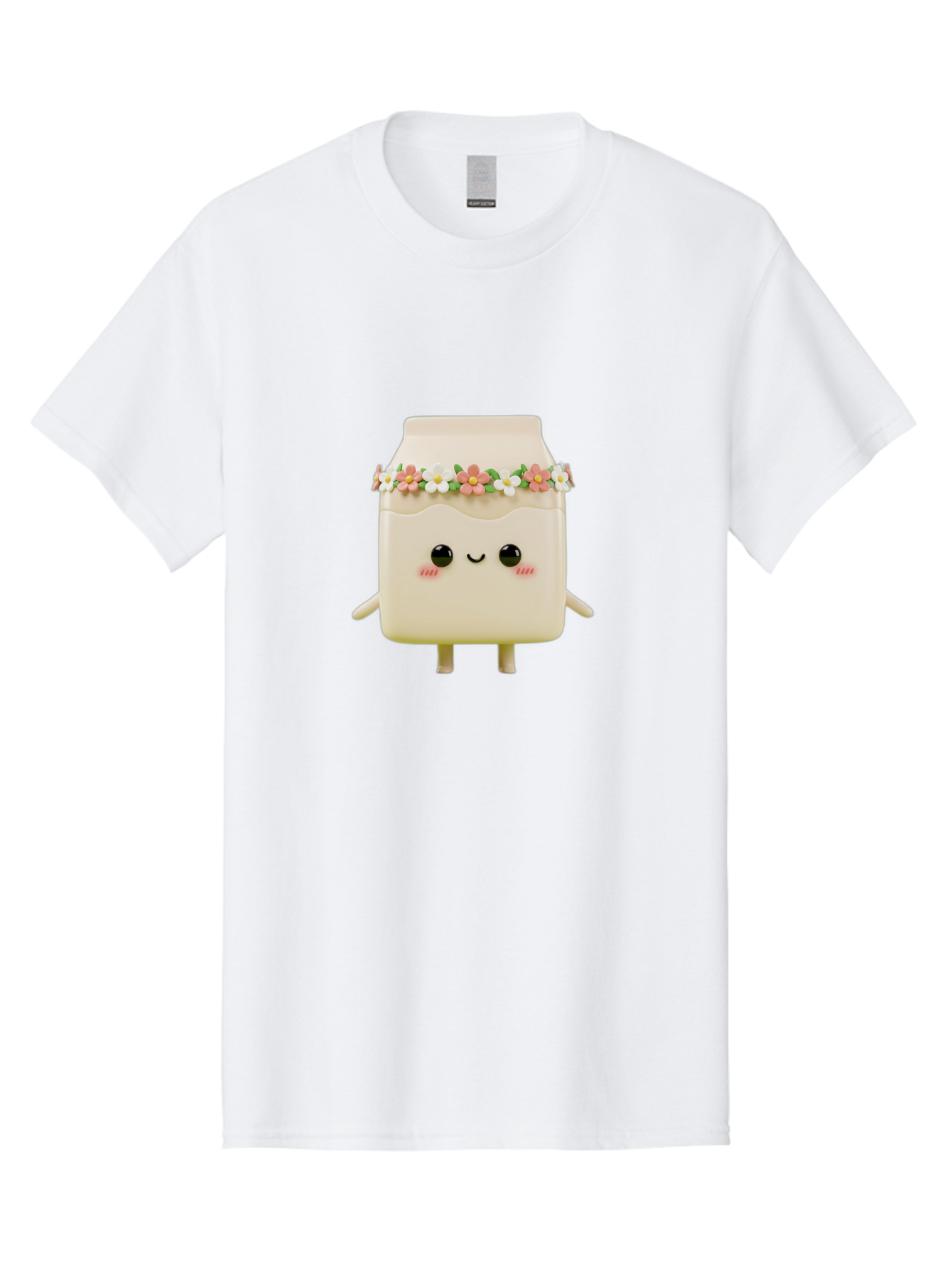 Yogurt-With-Flowers Men'S Graphic Tee, 100% Cotton, Comfortable Casual Summer Wear, Machine Washable, Yogurt Bottle With Floral Crown, Cute Anime Character, Kawaii Food, Pastel Colors, Floral Decoration, Adorable Design, Cartoon Style, Bae822