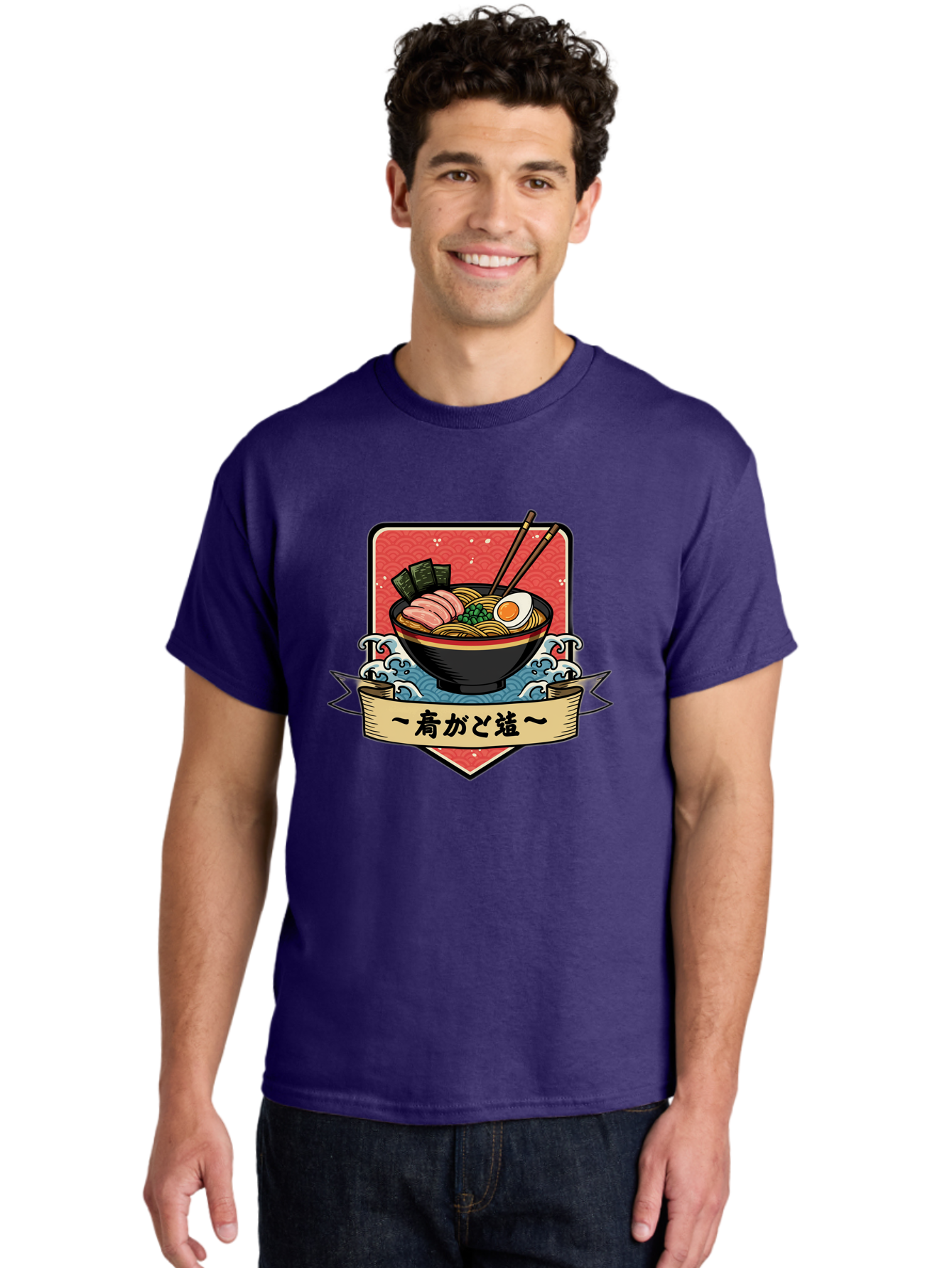 Yu-Katosu-Ramen Men'S Graphic Tee, 100% Cotton, Comfortable Casual Summer Wear, Machine Washable, Bowl Of Ramen, Japanese Noodle Soup, Savory Ingredients, Egg, Green Onions, Pork Slices, Seaweed, Chopsticks, Japanese Cuisine, Comforting Meal, Bae823