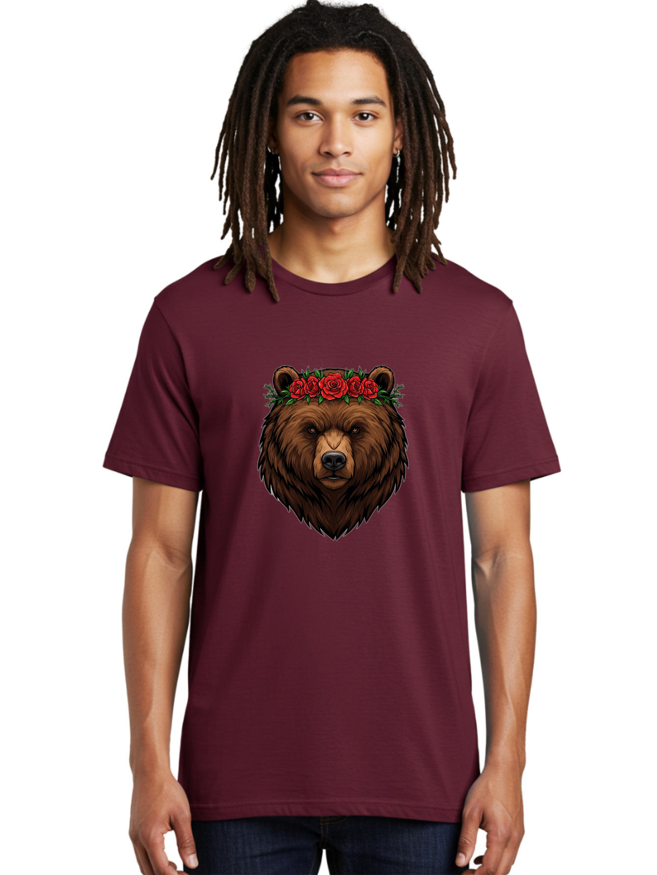 Bear-Head-With-Roses Men'S Graphic Tee, 100% Cotton, Comfortable Casual Summer Wear, Machine Washable, Vintage Camera, Old Camera, Antique Camera, Black Camera, Classic Photography, Photography Equipment, Nostalgic Device, Film Camera, Camera Art Bae854