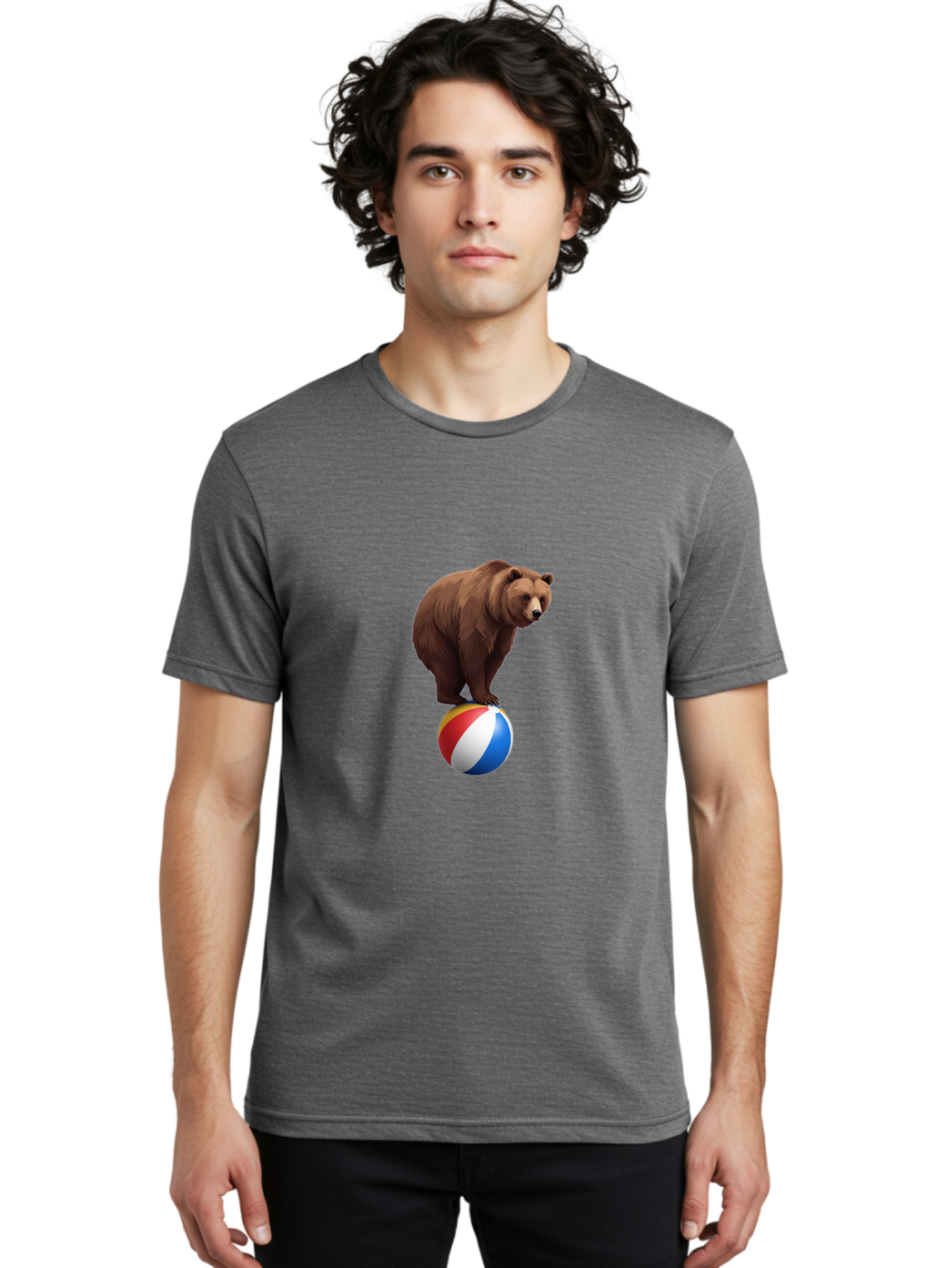 Bear-On-Beach-Ball Men'S Graphic Tee, 100% Cotton, Comfortable Casual Summer Wear, Machine Washable, Vintage Camera, Old Camera, Antique Camera, Black Camera, Classic Photography, Photography Equipment, Nostalgic Device, Film Camera, Camera Art Bae862