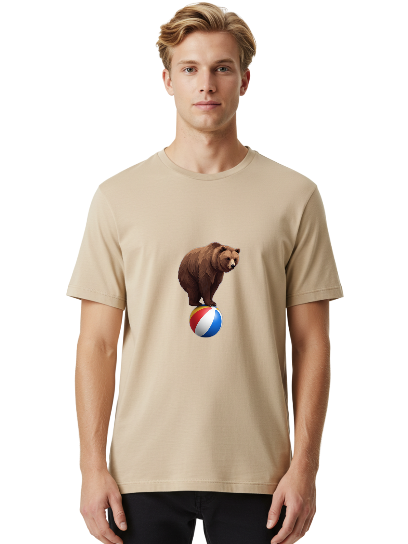 Bear-On-Beach-Ball Men'S Graphic Tee, 100% Cotton, Comfortable Casual Summer Wear, Machine Washable, Vintage Camera, Old Camera, Antique Camera, Black Camera, Classic Photography, Photography Equipment, Nostalgic Device, Film Camera, Camera Art Bae862