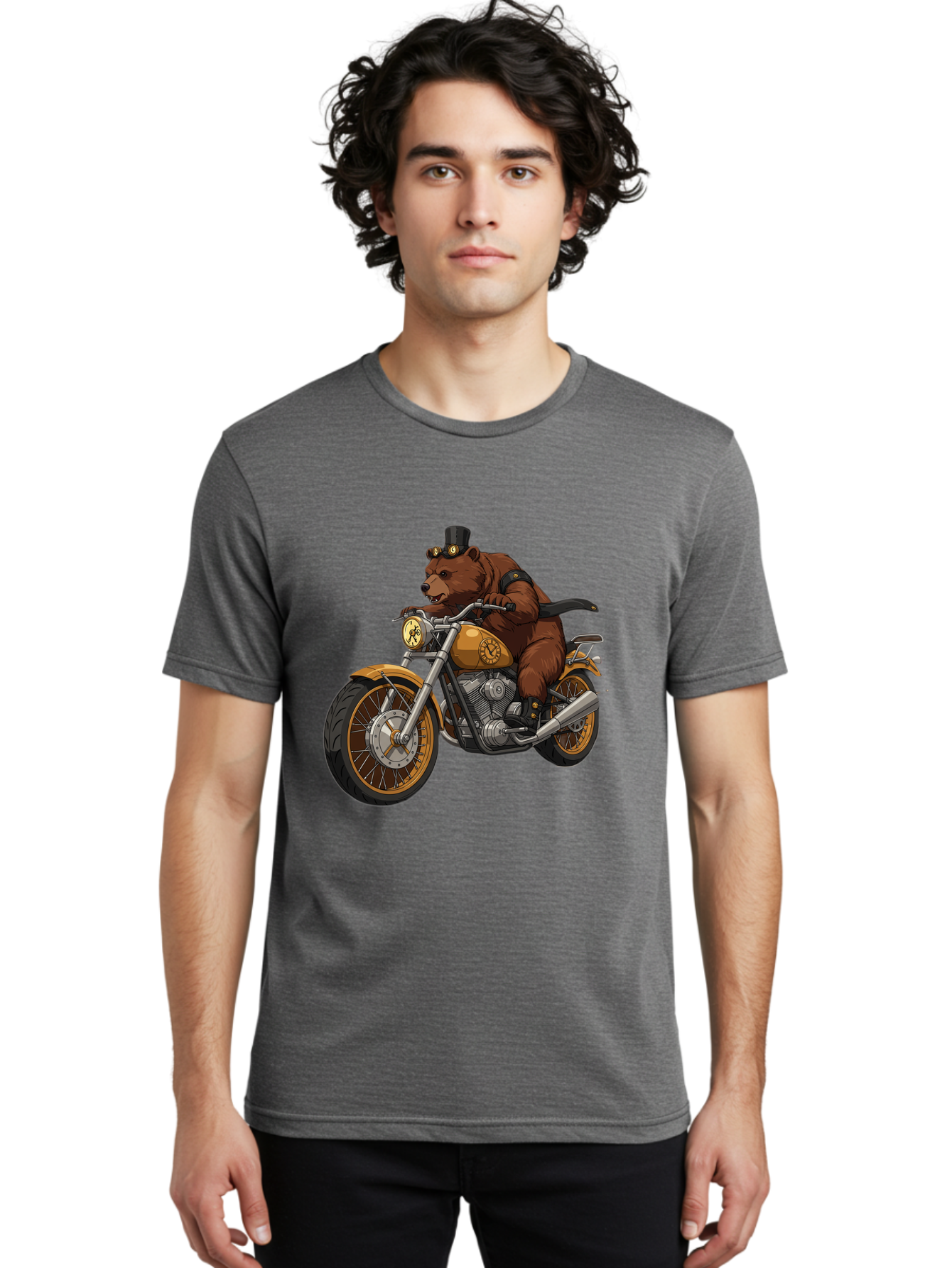 Bear-Riding-Motorcycle-1 Men'S Graphic Tee, 100% Cotton, Comfortable Casual Summer Wear, Machine Washable, Vintage Camera, Old Camera, Antique Camera, Black Camera, Classic Photography, Photography Equipment, Nostalgic Device, Film Camera, Bae863