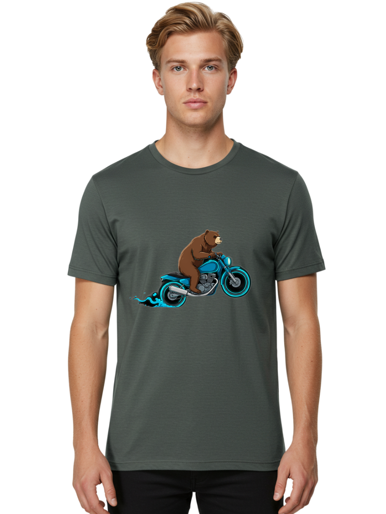 Bear-Riding-Motorcycle-2 Men'S Graphic Tee, 100% Cotton, Comfortable Casual Summer Wear, Machine Washable, Vintage Camera, Old Camera, Antique Camera, Black Camera, Classic Photography, Photography Equipment, Nostalgic Device, Film Camera, Bae864