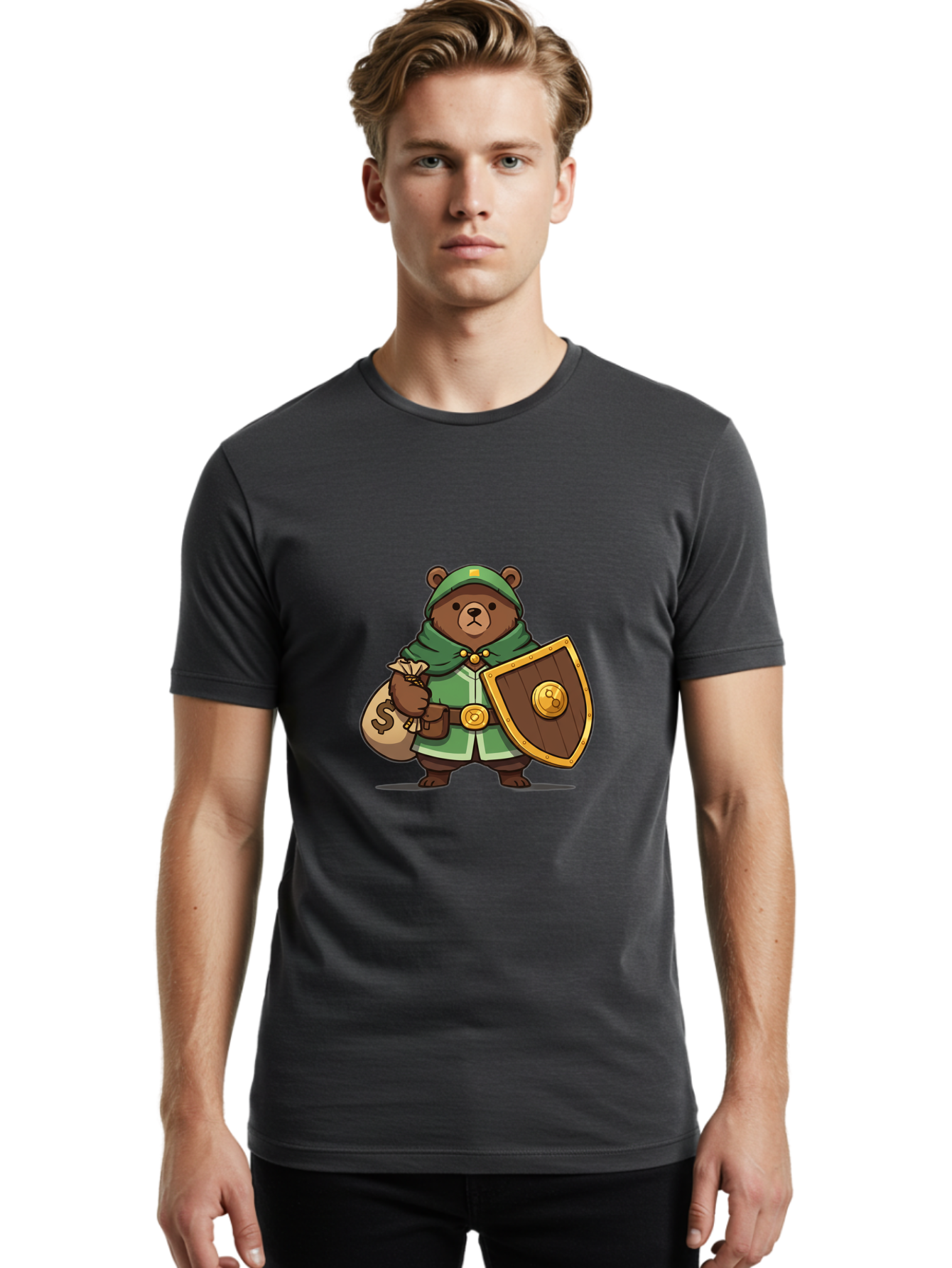 Bear-Warrior-2 Men'S Graphic Tee, 100% Cotton, Comfortable Casual Summer Wear, Machine Washable, Vintage Camera, Old Camera, Antique Camera, Black Camera, Classic Photography, Photography Equipment, Nostalgic Device, Film Camera, Camera Art Bae868