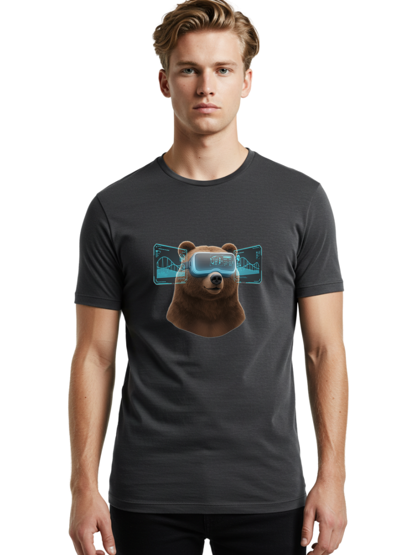 Bear-Wearing-Vr-Headset Men'S Graphic Tee, 100% Cotton, Comfortable Casual Summer Wear, Machine Washable, Vintage Camera, Old Camera, Antique Camera, Black Camera, Classic Photography, Photography Equipment, Nostalgic Device, Film Camera, Bae870