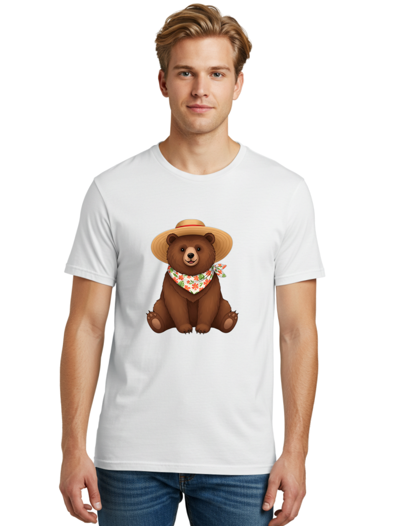 Bear-With-Hat-And-Bandana Men'S Graphic Tee, 100% Cotton, Comfortable Casual Summer Wear, Machine Washable, Vintage Camera, Old Camera, Antique Camera, Black Camera, Classic Photography, Photography Equipment, Nostalgic Device, Film Camera, Bae876