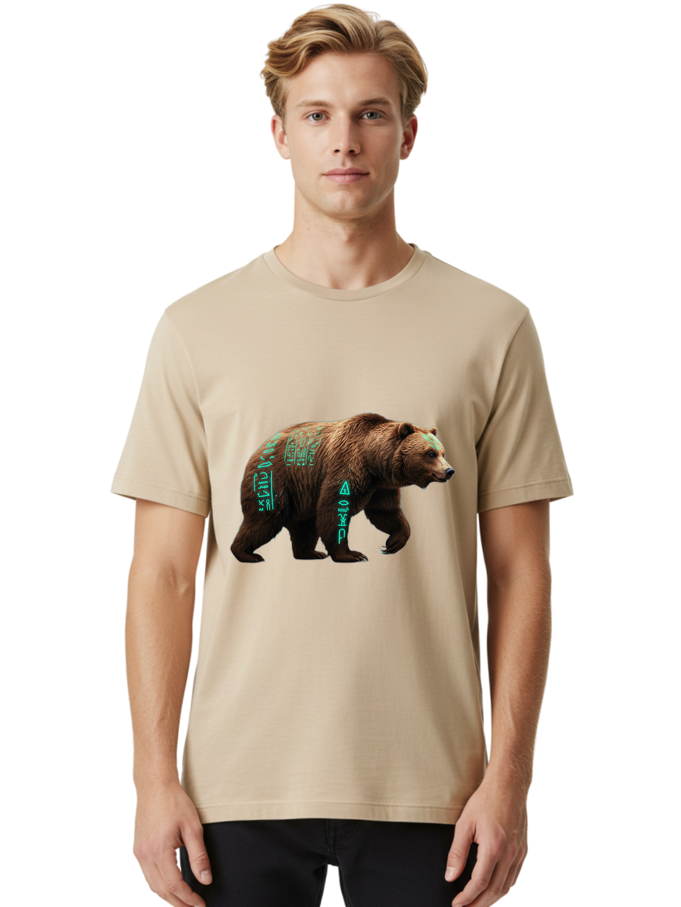 Bear-With-Hieroglyphics Men'S Graphic Tee, 100% Cotton, Comfortable Casual Summer Wear, Machine Washable, Vintage Camera, Old Camera, Antique Camera, Black Camera, Classic Photography, Photography Equipment, Nostalgic Device, Film Camera, Bae877