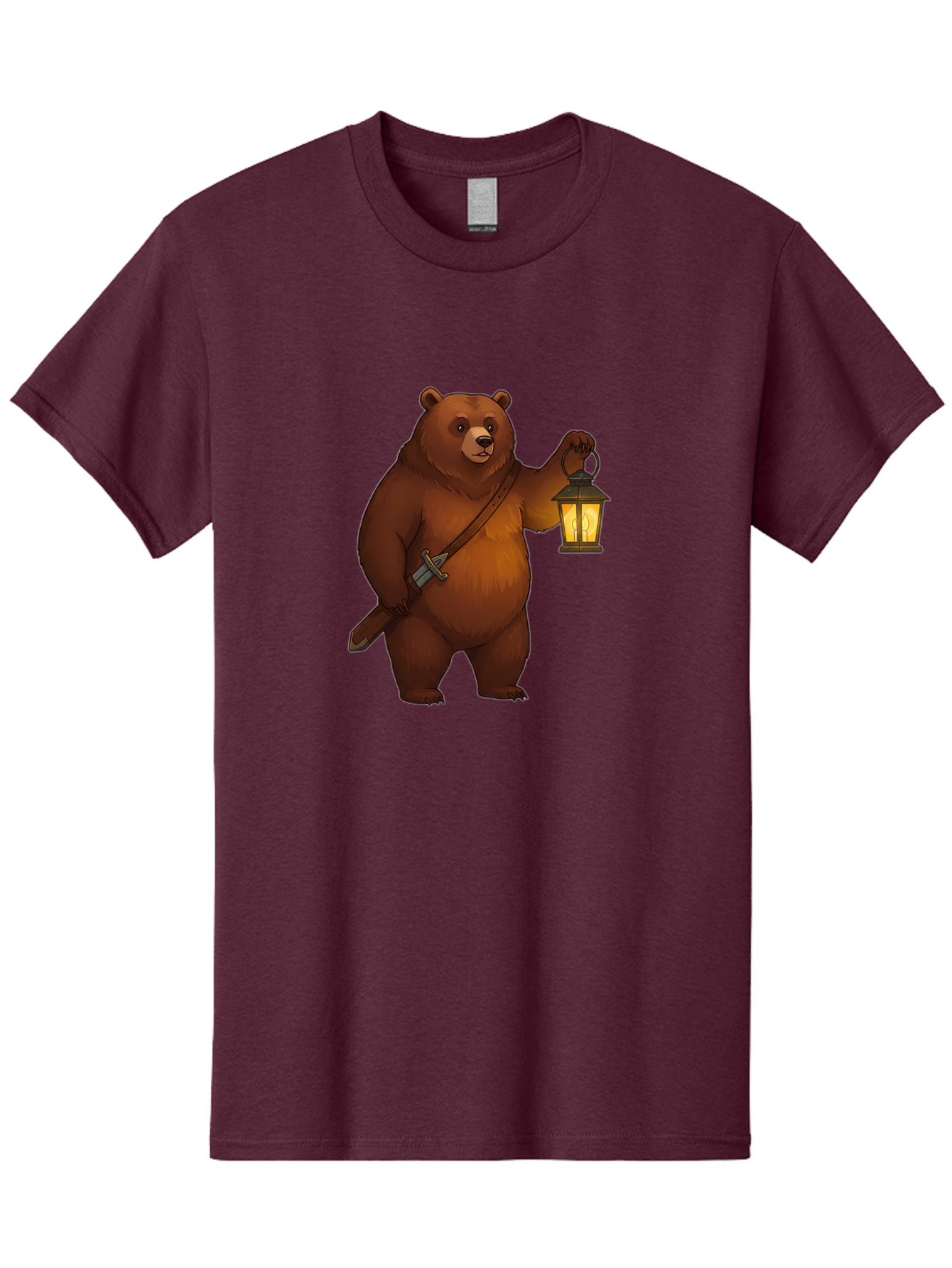 Bear-With-Lantern-2 Men'S Graphic Tee, 100% Cotton, Comfortable Casual Summer Wear, Machine Washable, Vintage Camera, Old Camera, Antique Camera, Black Camera, Classic Photography, Photography Equipment, Nostalgic Device, Film Camera, Camera Art Bae879