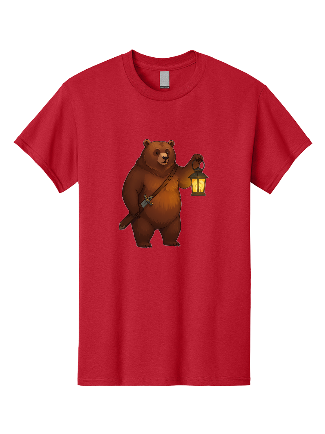 Bear-With-Lantern-2 Men'S Graphic Tee, 100% Cotton, Comfortable Casual Summer Wear, Machine Washable, Vintage Camera, Old Camera, Antique Camera, Black Camera, Classic Photography, Photography Equipment, Nostalgic Device, Film Camera, Camera Art Bae879