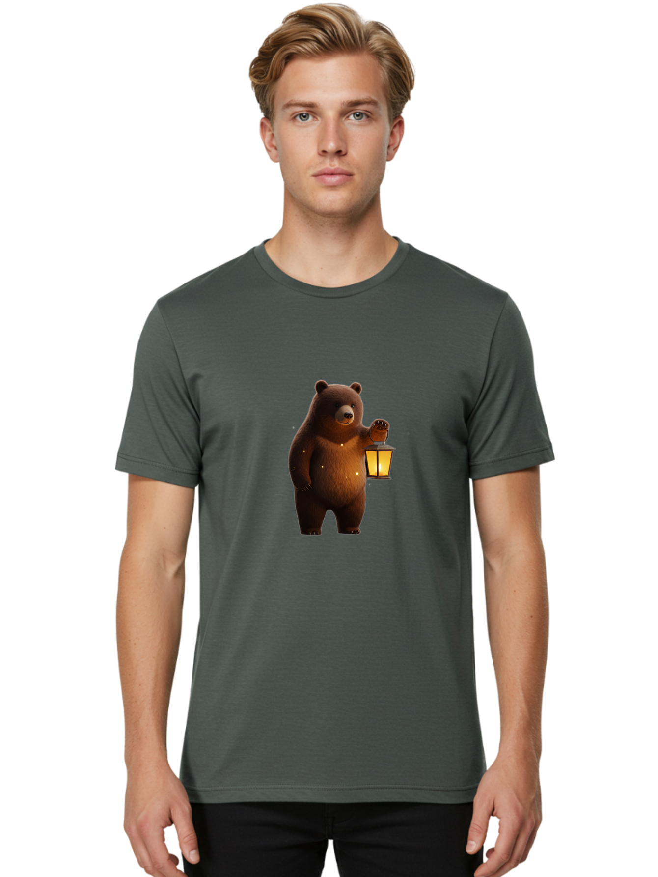 Bear-With-Lantern Men'S Graphic Tee, 100% Cotton, Comfortable Casual Summer Wear, Machine Washable, Vintage Camera, Old Camera, Antique Camera, Black Camera, Classic Photography, Photography Equipment, Nostalgic Device, Film Camera, Camera Art Bae882