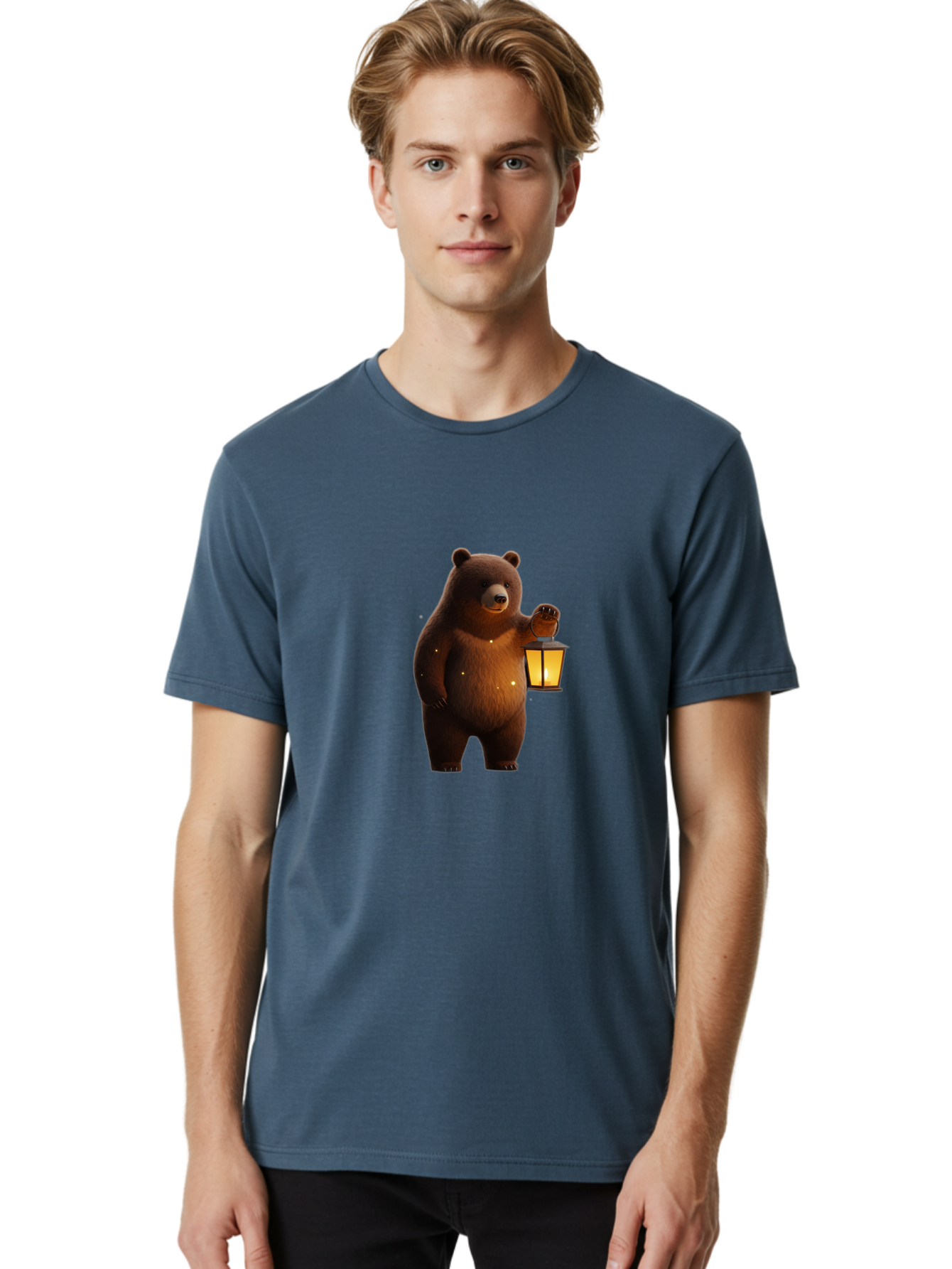 Bear-With-Lantern Men'S Graphic Tee, 100% Cotton, Comfortable Casual Summer Wear, Machine Washable, Vintage Camera, Old Camera, Antique Camera, Black Camera, Classic Photography, Photography Equipment, Nostalgic Device, Film Camera, Camera Art Bae882