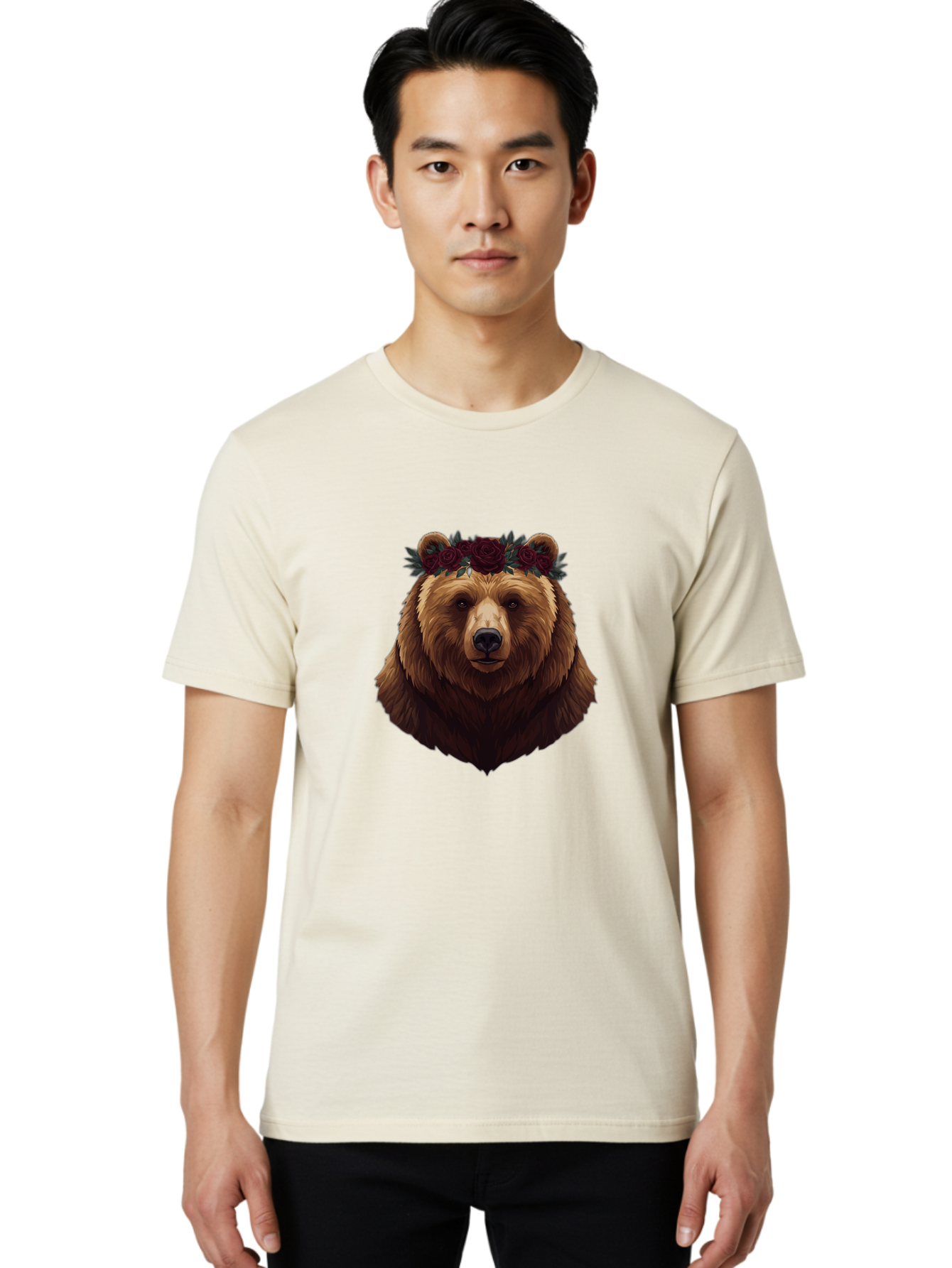 Bear-With-Roses Men'S Graphic Tee, 100% Cotton, Comfortable Casual Summer Wear, Machine Washable, Vintage Camera, Old Camera, Antique Camera, Black Camera, Classic Photography, Photography Equipment, Nostalgic Device, Film Camera, Camera Art Bae884