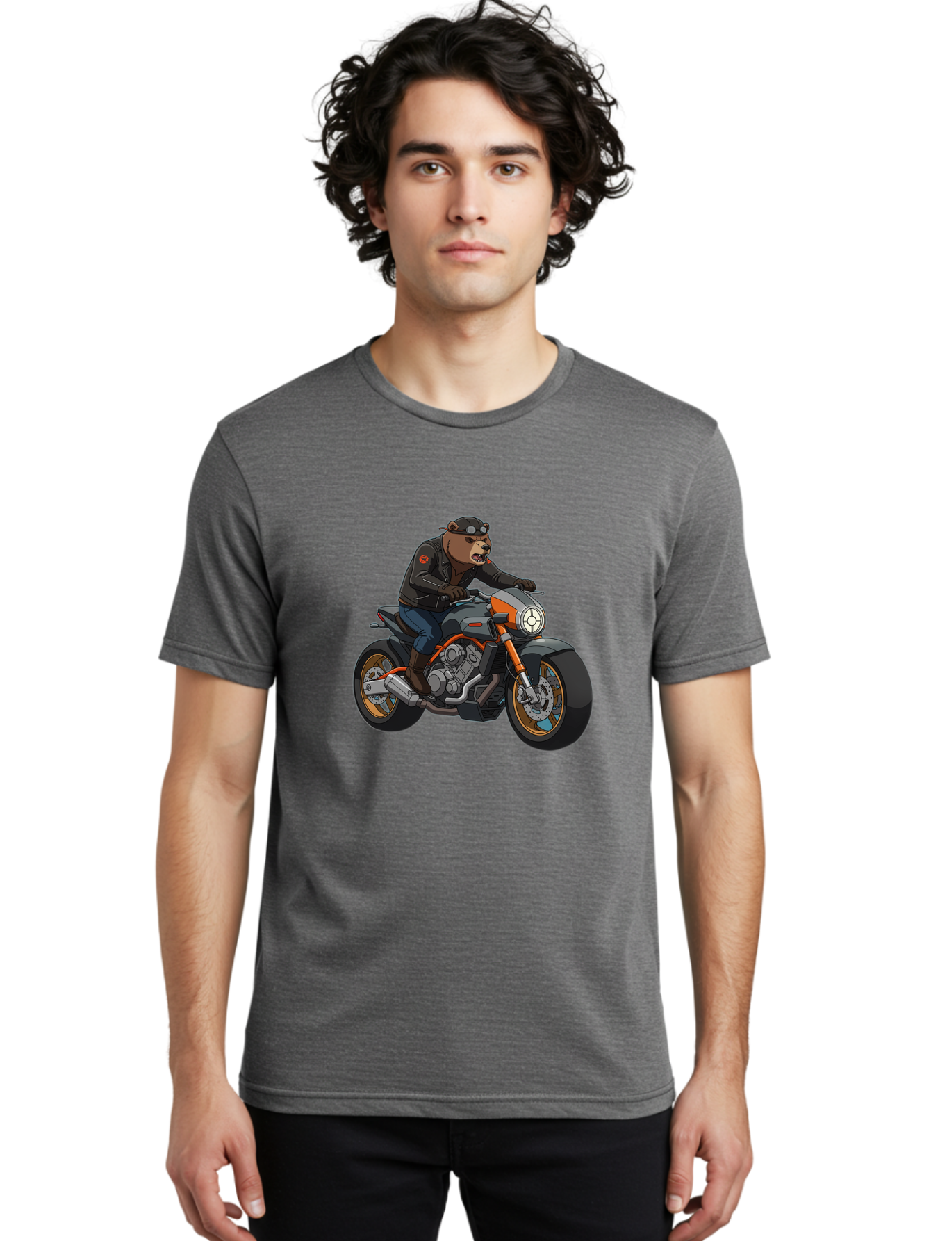 Biker-Bear-1 Men'S Graphic Tee, 100% Cotton, Comfortable Casual Summer Wear, Machine Washable, Vintage Camera, Old Camera, Antique Camera, Black Camera, Classic Photography, Photography Equipment, Nostalgic Device, Film Camera, Camera Art Bae892
