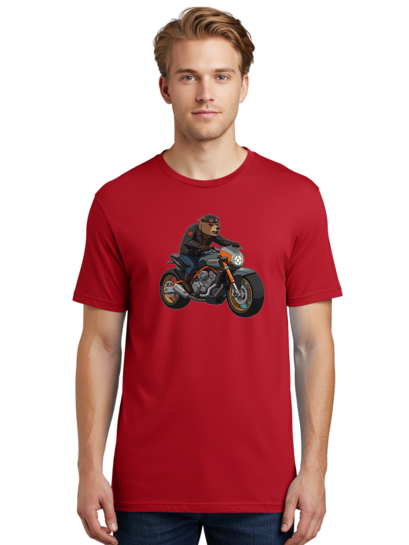 Biker-Bear-1 Men'S Graphic Tee, 100% Cotton, Comfortable Casual Summer Wear, Machine Washable, Vintage Camera, Old Camera, Antique Camera, Black Camera, Classic Photography, Photography Equipment, Nostalgic Device, Film Camera, Camera Art Bae892