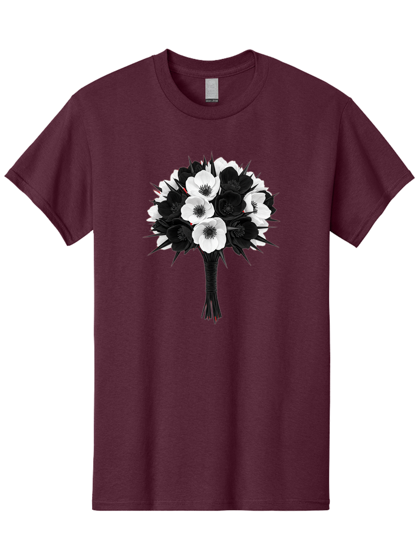 Black-And-White-Anemone-Bouquet Men'S Graphic Tee, 100% Cotton, Comfortable Casual Summer Wear, Machine Washable, Vintage Camera, Old Camera, Antique Camera, Black Camera, Classic Photography, Photography Equipment, Nostalgic Device, Bae895