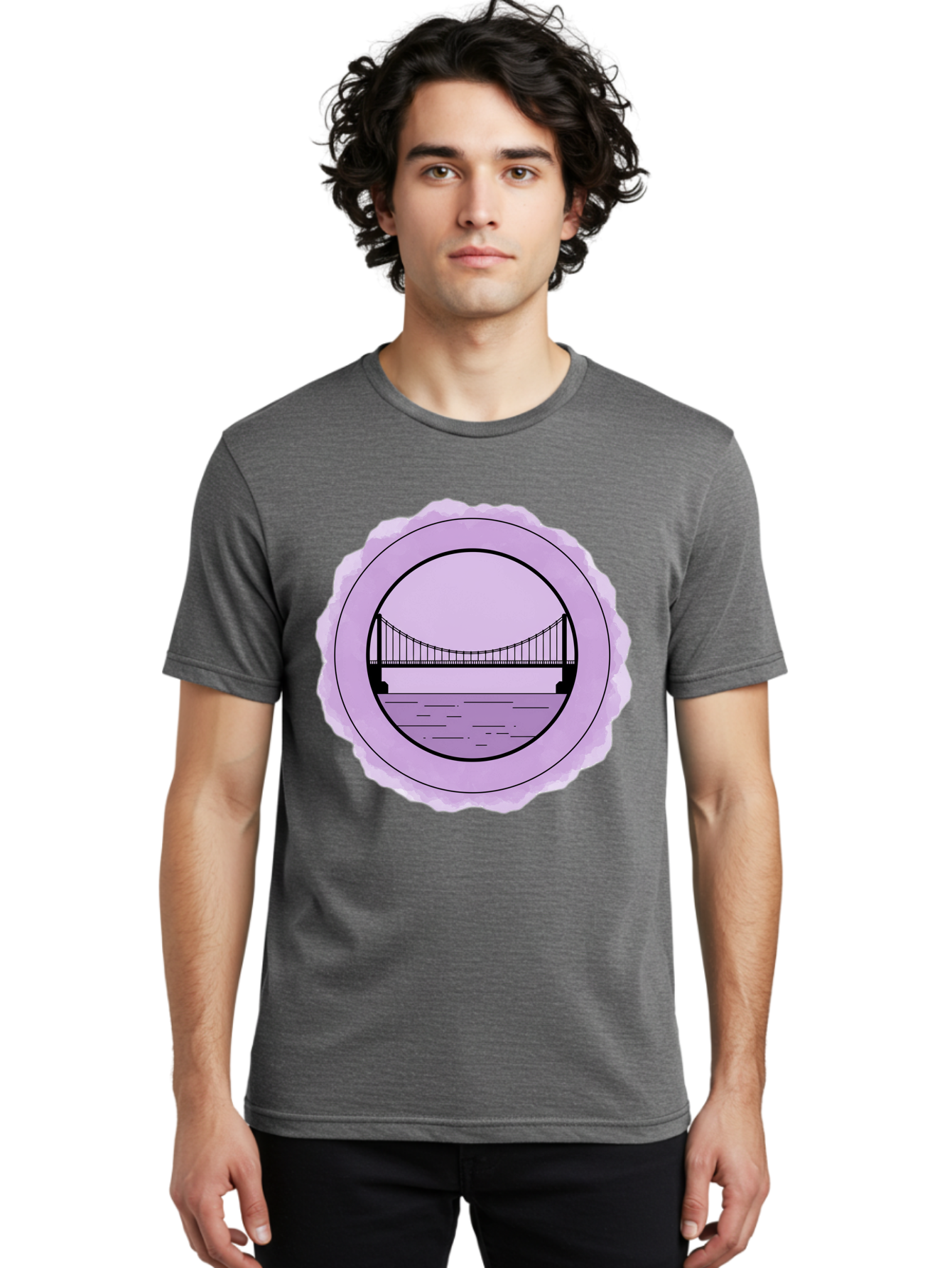 Bridge-Illustration Men'S Graphic Tee, 100% Cotton, Comfortable Casual Summer Wear, Machine Washable, Vintage Camera, Old Camera, Antique Camera, Black Camera, Classic Photography, Photography Equipment, Nostalgic Device, Film Camera, Bae905