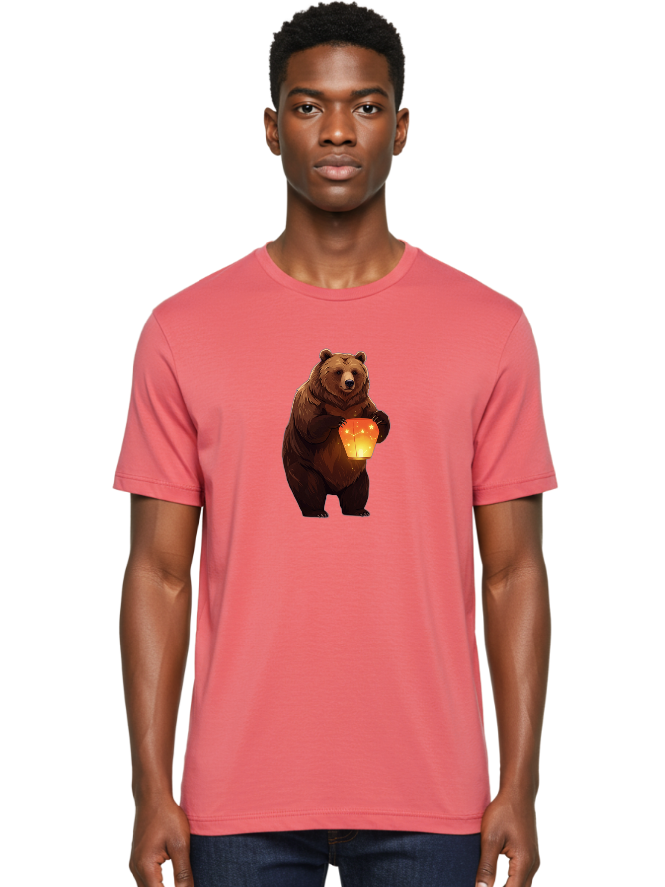 Brown-Bear-Holding-Lantern Men'S Graphic Tee, 100% Cotton, Comfortable Casual Summer Wear, Machine Washable, Vintage Camera, Old Camera, Antique Camera, Black Camera, Classic Photography, Photography Equipment, Nostalgic Device, Film Camera, Bae921