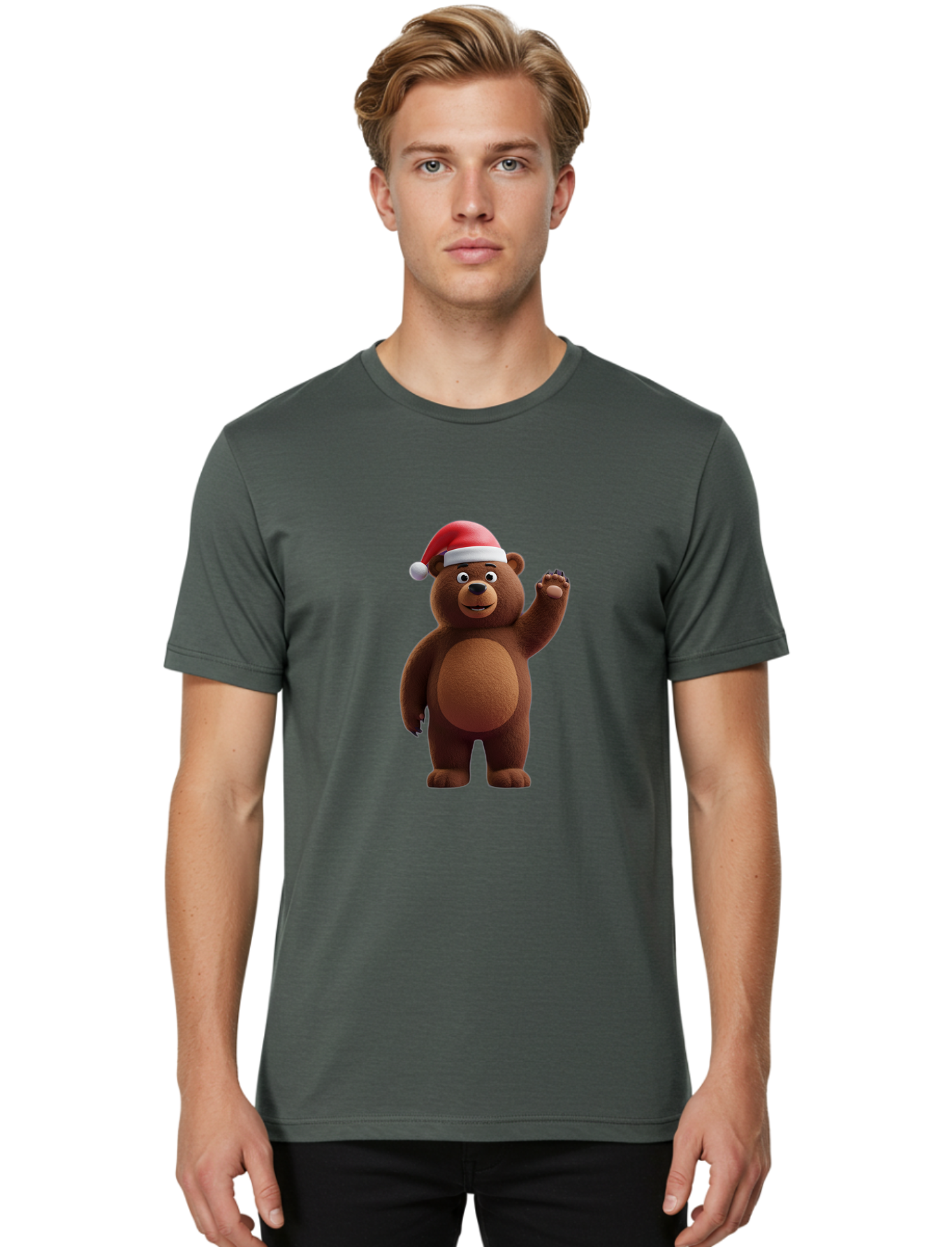 Brown-Bear-Santa-Hat-1 Men'S Graphic Tee, 100% Cotton, Comfortable Casual Summer Wear, Machine Washable, Vintage Camera, Old Camera, Antique Camera, Black Camera, Classic Photography, Photography Equipment, Nostalgic Device, Film Camera, Bae924