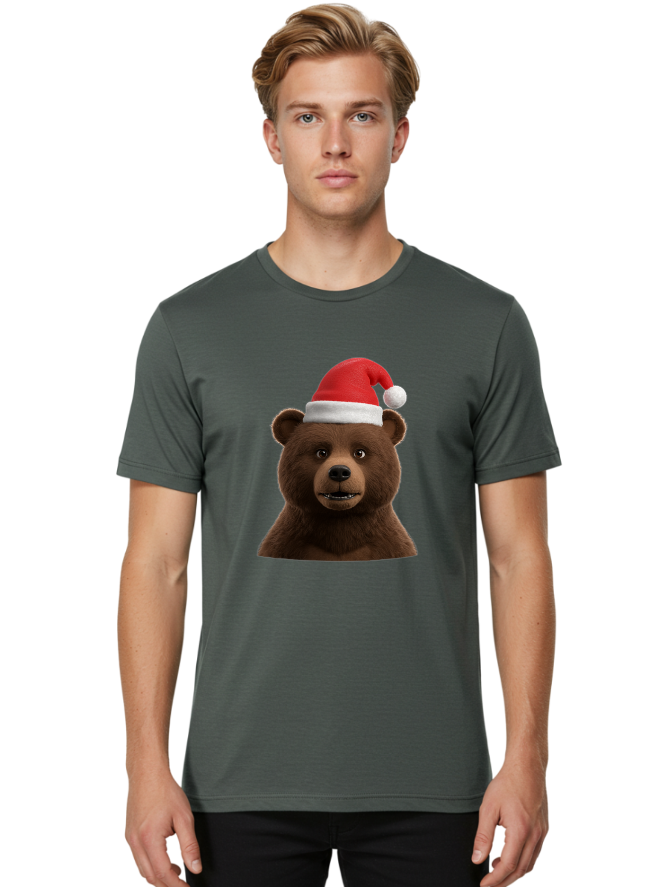 Brown-Bear-Santa-Hat Men'S Graphic Tee, 100% Cotton, Comfortable Casual Summer Wear, Machine Washable, Vintage Camera, Old Camera, Antique Camera, Black Camera, Classic Photography, Photography Equipment, Nostalgic Device, Film Camera, Bae925