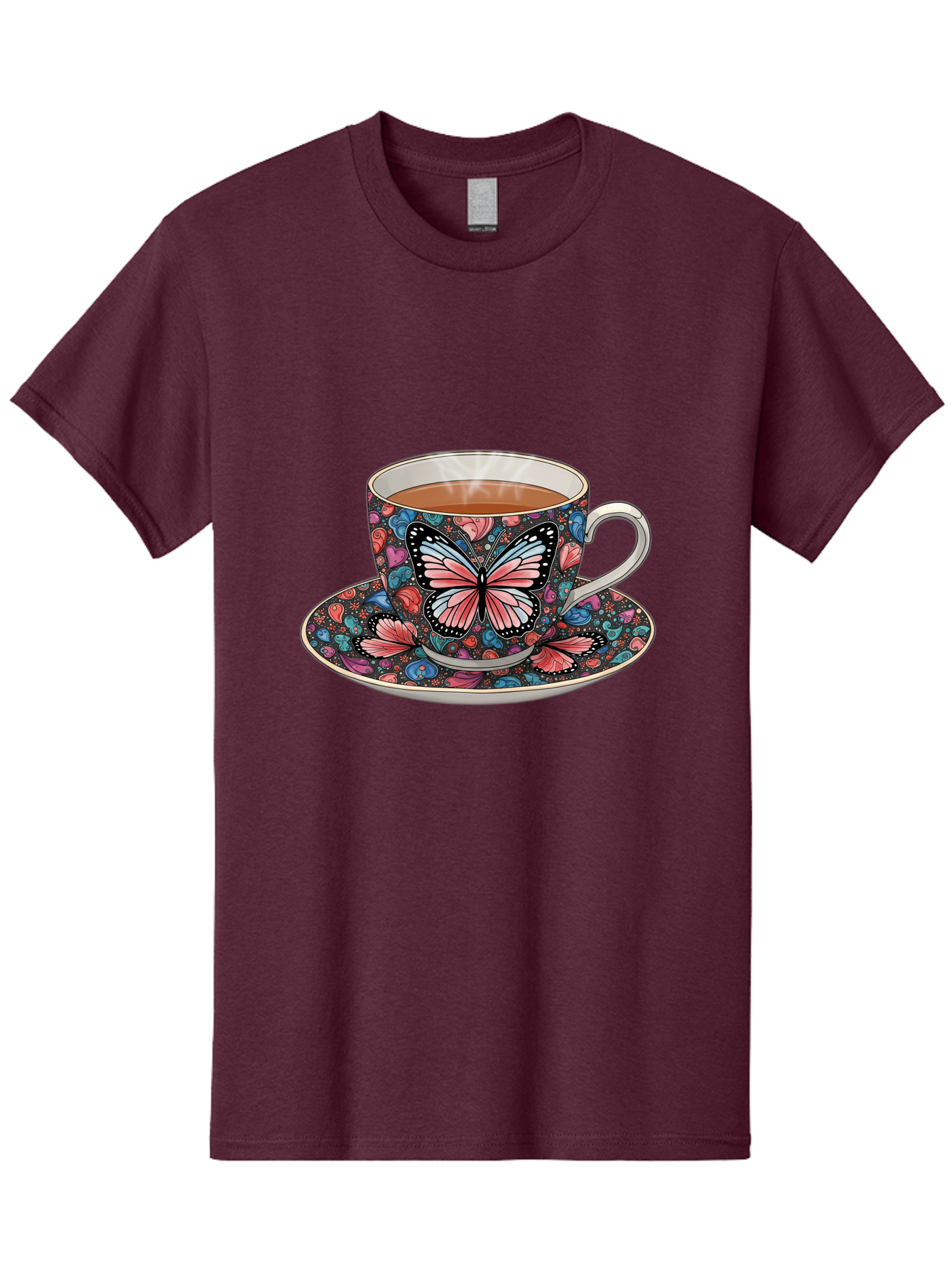 Butterfly-Tea-Cup-1 Men'S Graphic Tee, 100% Cotton, Comfortable Casual Summer Wear, Machine Washable, Vintage Camera, Old Camera, Antique Camera, Black Camera, Classic Photography, Photography Equipment, Nostalgic Device, Film Camera, Bae941