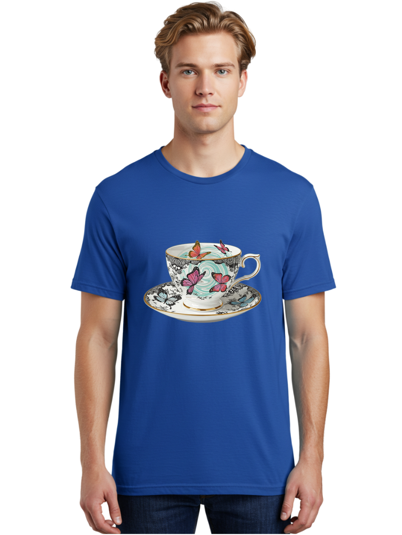 Butterfly-Tea-Cup Men'S Graphic Tee, 100% Cotton, Comfortable Casual Summer Wear, Machine Washable, Vintage Camera, Old Camera, Antique Camera, Black Camera, Classic Photography, Photography Equipment, Nostalgic Device, Film Camera, Camera Art Bae942