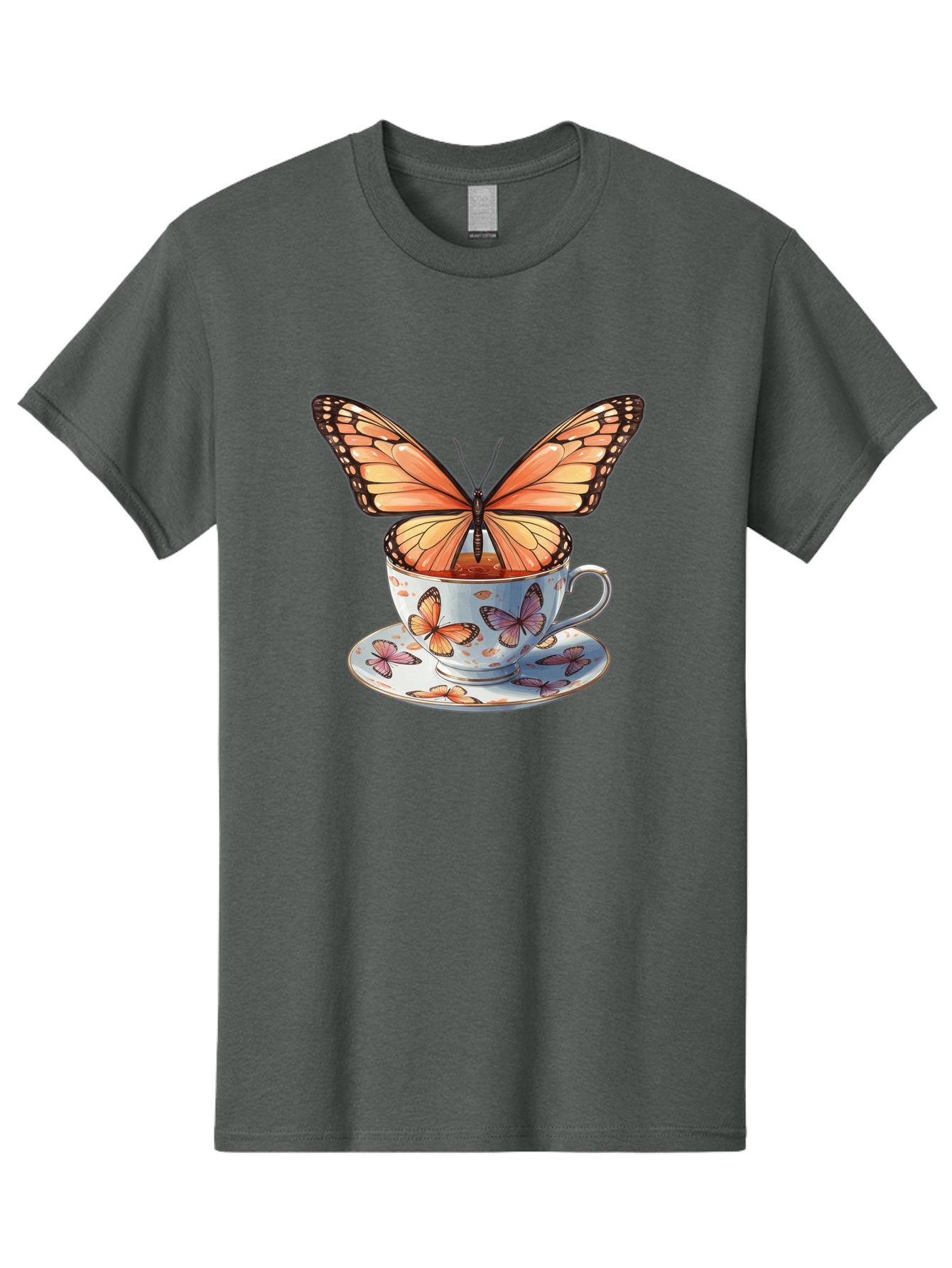 Butterfly-Teacup Men'S Graphic Tee, 100% Cotton, Comfortable Casual Summer Wear, Machine Washable, Vintage Camera, Old Camera, Antique Camera, Black Camera, Classic Photography, Photography Equipment, Nostalgic Device, Film Camera, Camera Art Bae944