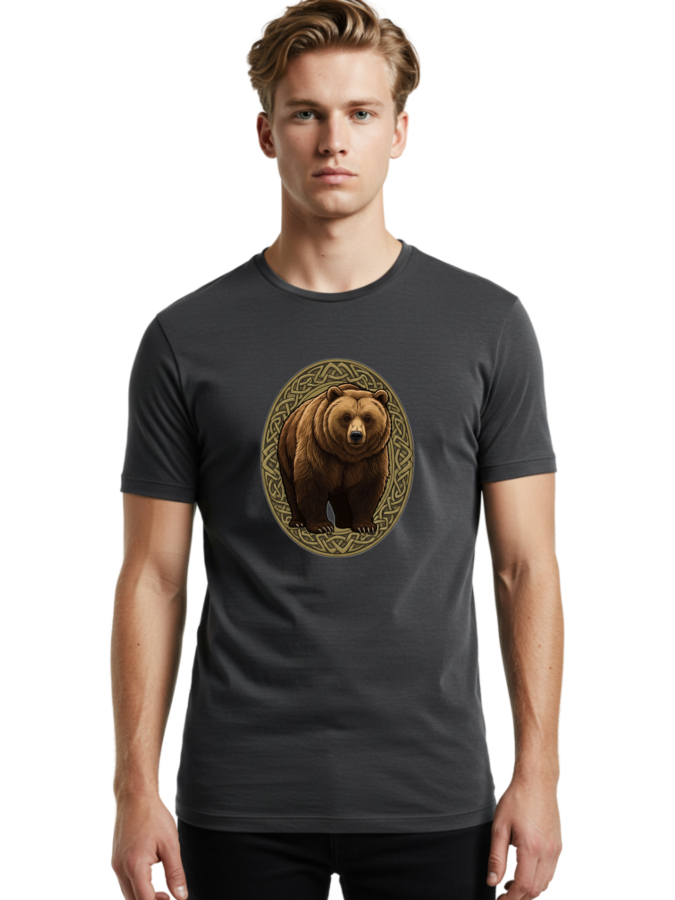 Celtic-Bear-Emblem Men'S Graphic Tee, 100% Cotton, Comfortable Casual Summer Wear, Machine Washable, Vintage Camera, Old Camera, Antique Camera, Black Camera, Classic Photography, Photography Equipment, Nostalgic Device, Film Camera, Bae956