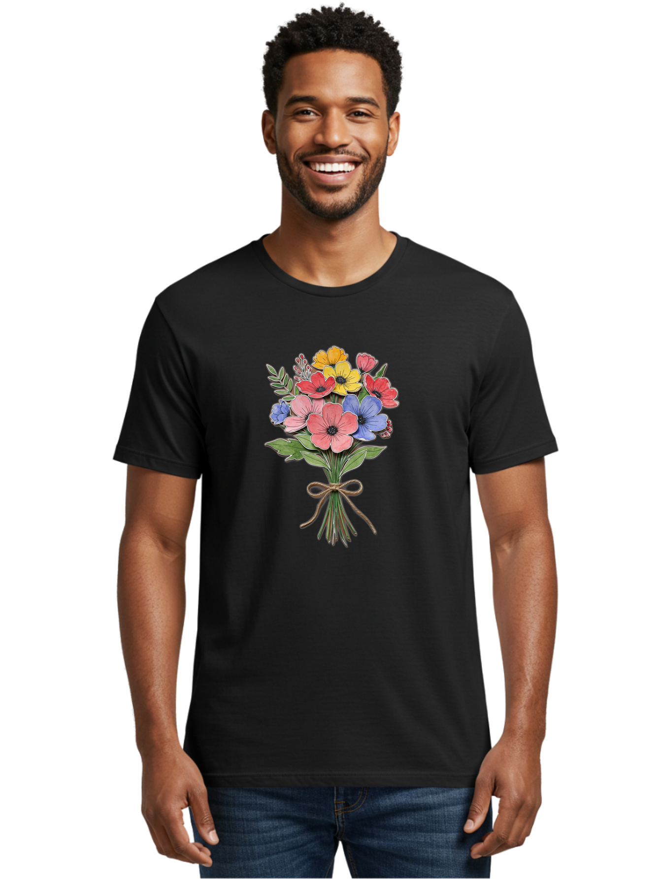 Colorful-Flower-Bouquet Men'S Graphic Tee, 100% Cotton, Comfortable Casual Summer Wear, Machine Washable, Vintage Camera, Old Camera, Antique Camera, Black Camera, Classic Photography, Photography Equipment, Nostalgic Device, Film Camera, Bae979