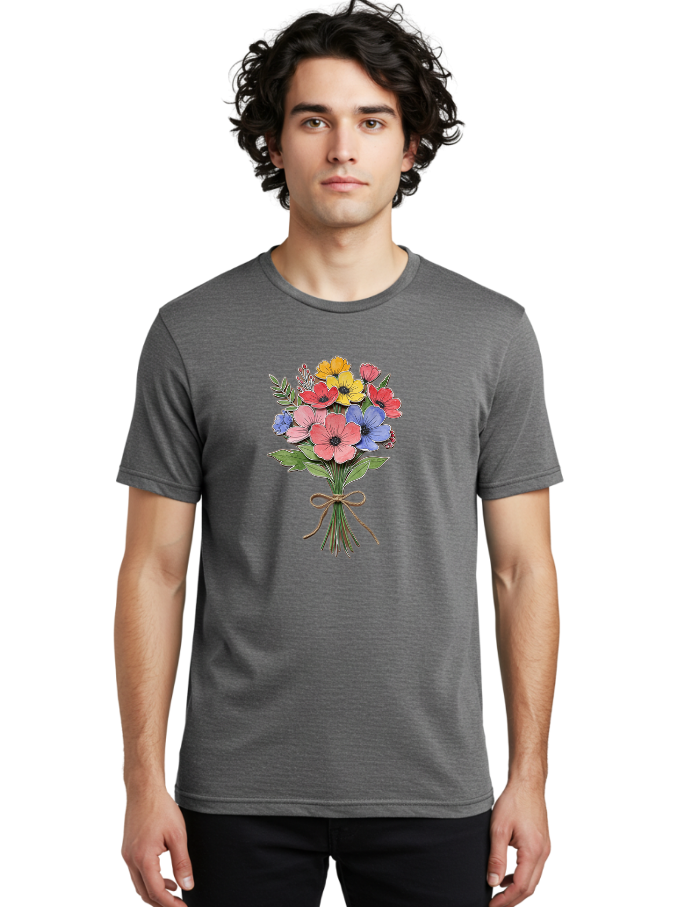 Colorful-Flower-Bouquet Men'S Graphic Tee, 100% Cotton, Comfortable Casual Summer Wear, Machine Washable, Vintage Camera, Old Camera, Antique Camera, Black Camera, Classic Photography, Photography Equipment, Nostalgic Device, Film Camera, Bae979