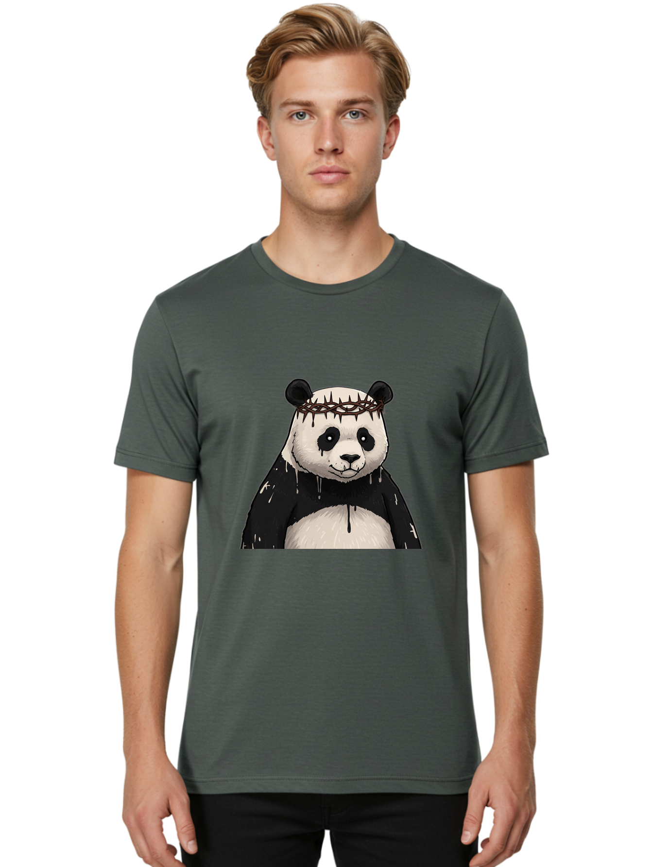 Crowned-Panda-1 Men'S Graphic Tee, 100% Cotton, Comfortable Casual Summer Wear, Machine Washable, Vintage Camera, Old Camera, Antique Camera, Black Camera, Classic Photography, Photography Equipment, Nostalgic Device, Film Camera, Camera Art Bae990