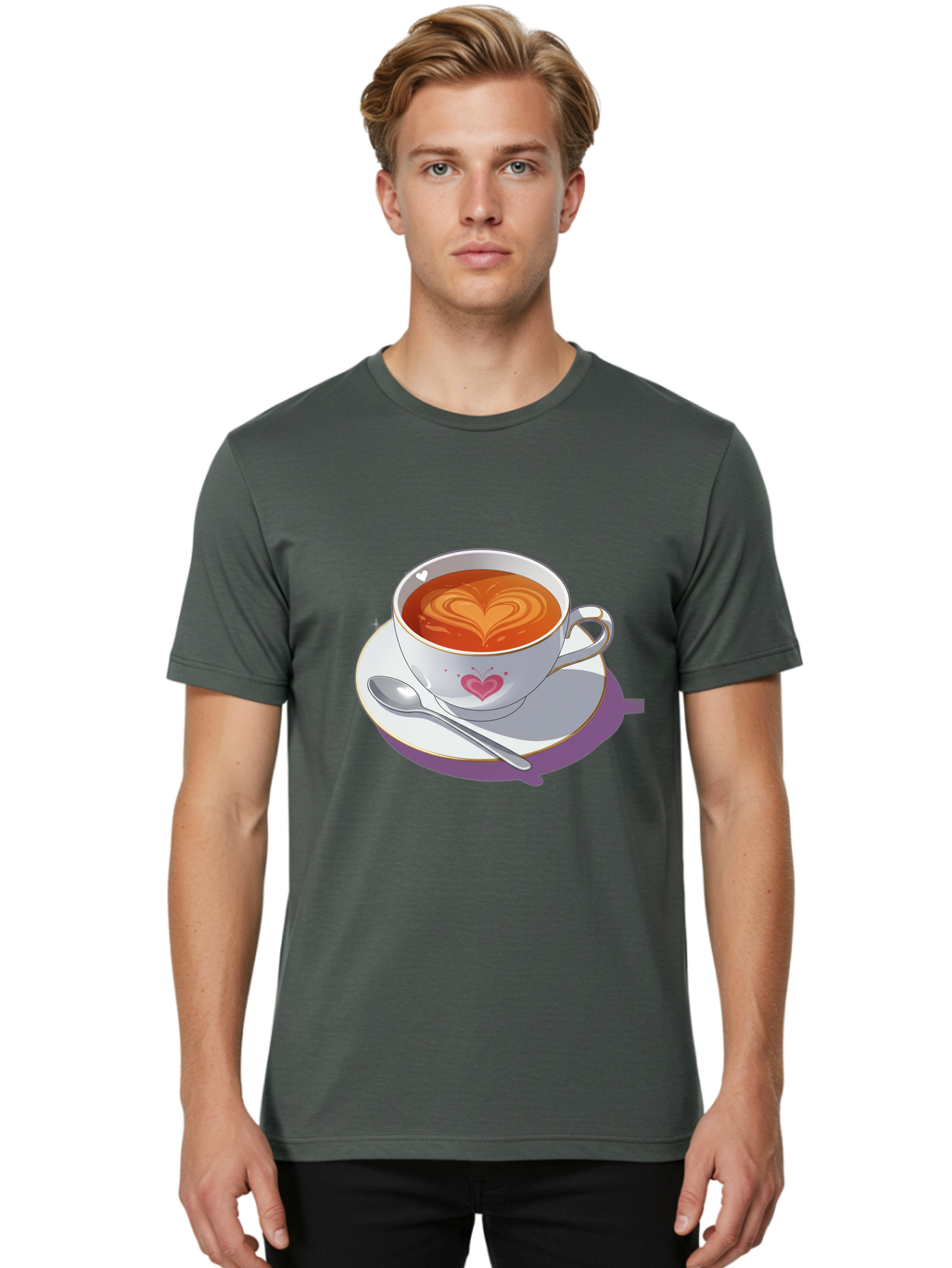 Cup-Of-Coffee-With-Heart Men'S Graphic Tee, 100% Cotton, Comfortable Casual Summer Wear, Machine Washable, Vintage Camera, Old Camera, Antique Camera, Black Camera, Classic Photography, Photography Equipment, Nostalgic Device, Film Camera, Bae995