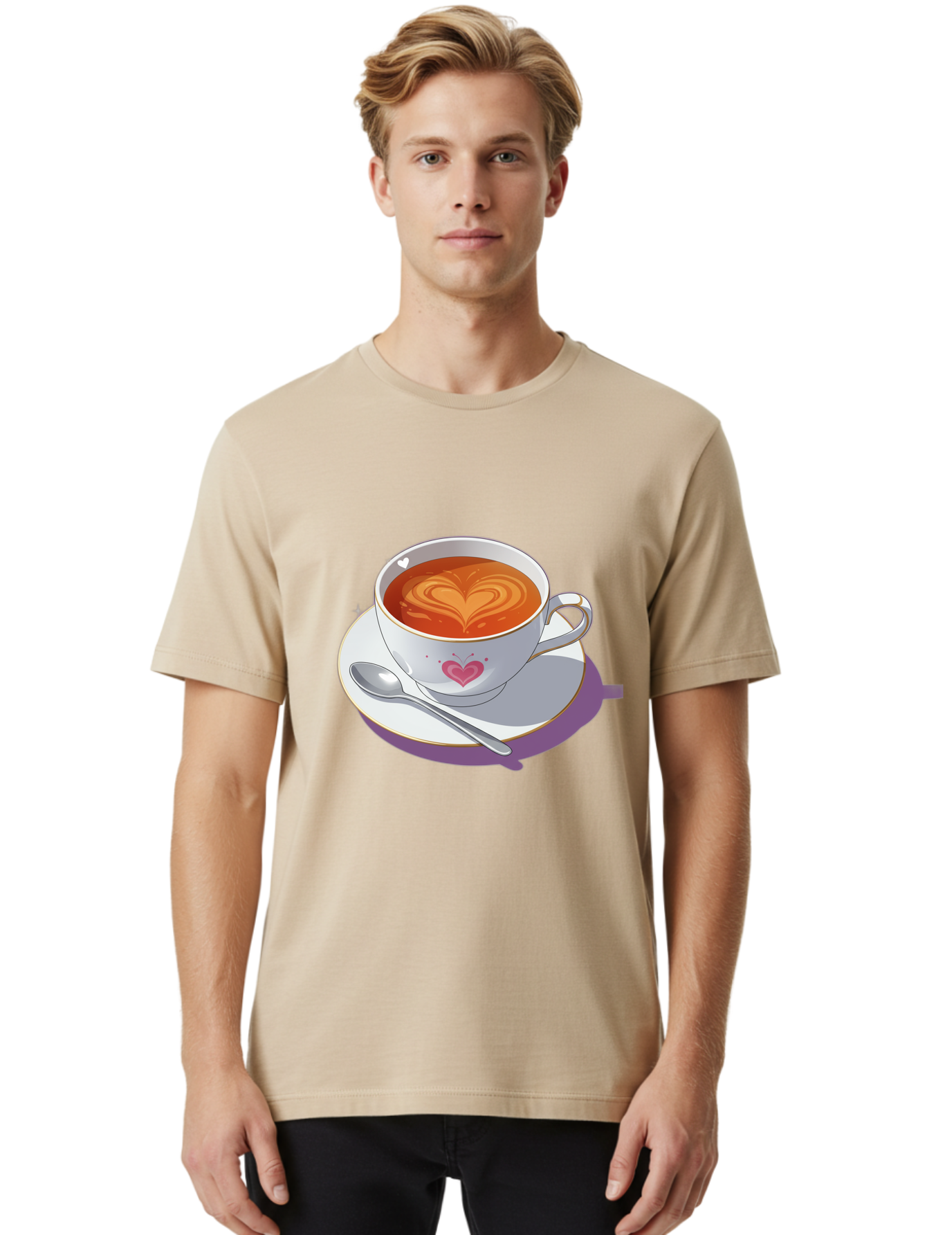 Cup-Of-Coffee-With-Heart Men'S Graphic Tee, 100% Cotton, Comfortable Casual Summer Wear, Machine Washable, Vintage Camera, Old Camera, Antique Camera, Black Camera, Classic Photography, Photography Equipment, Nostalgic Device, Film Camera, Bae995