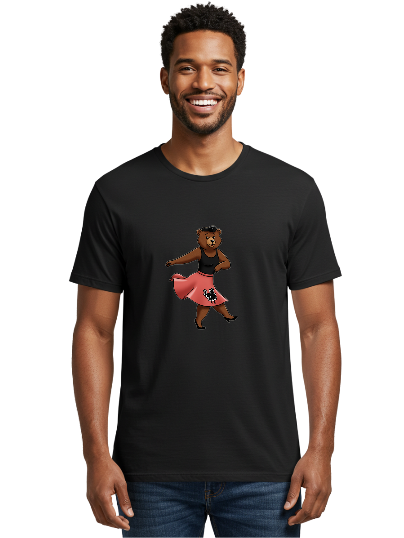 Dancing-Bear-1 Men'S Graphic Tee, 100% Cotton, Comfortable Casual Summer Wear, Machine Washable, Vintage Camera, Old Camera, Antique Camera, Black Camera, Classic Photography, Photography Equipment, Nostalgic Device, Film Camera, Camera Art Baf015