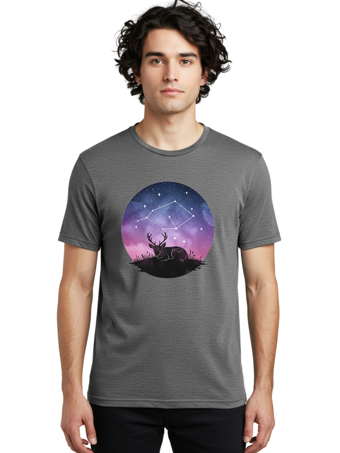 Deer-Constellation-1 Men'S Graphic Tee, 100% Cotton, Comfortable Casual Summer Wear, Machine Washable, Vintage Camera, Old Camera, Antique Camera, Black Camera, Classic Photography, Photography Equipment, Nostalgic Device, Film Camera, Baf021