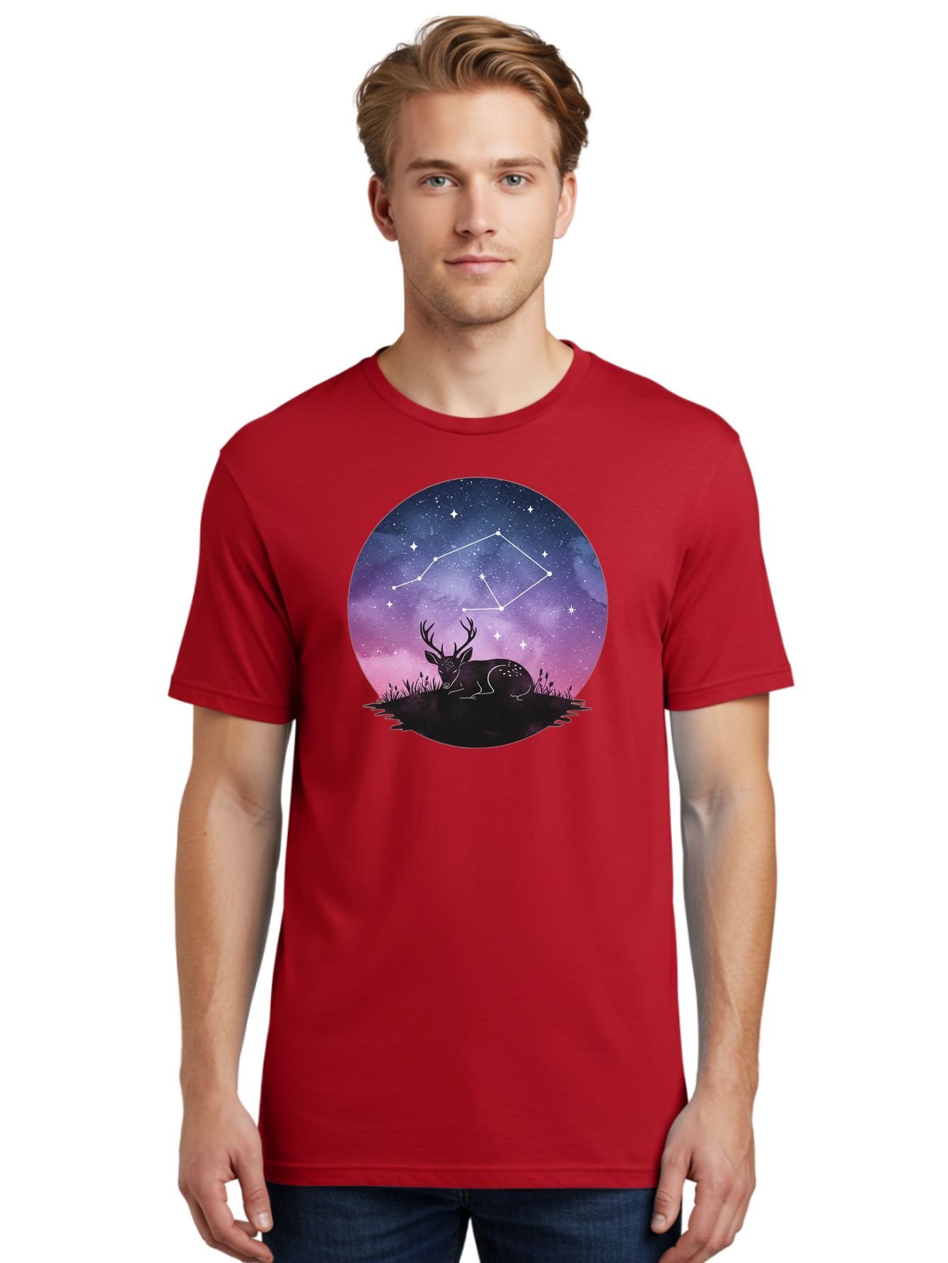 Deer-Constellation-1 Men'S Graphic Tee, 100% Cotton, Comfortable Casual Summer Wear, Machine Washable, Vintage Camera, Old Camera, Antique Camera, Black Camera, Classic Photography, Photography Equipment, Nostalgic Device, Film Camera, Baf021