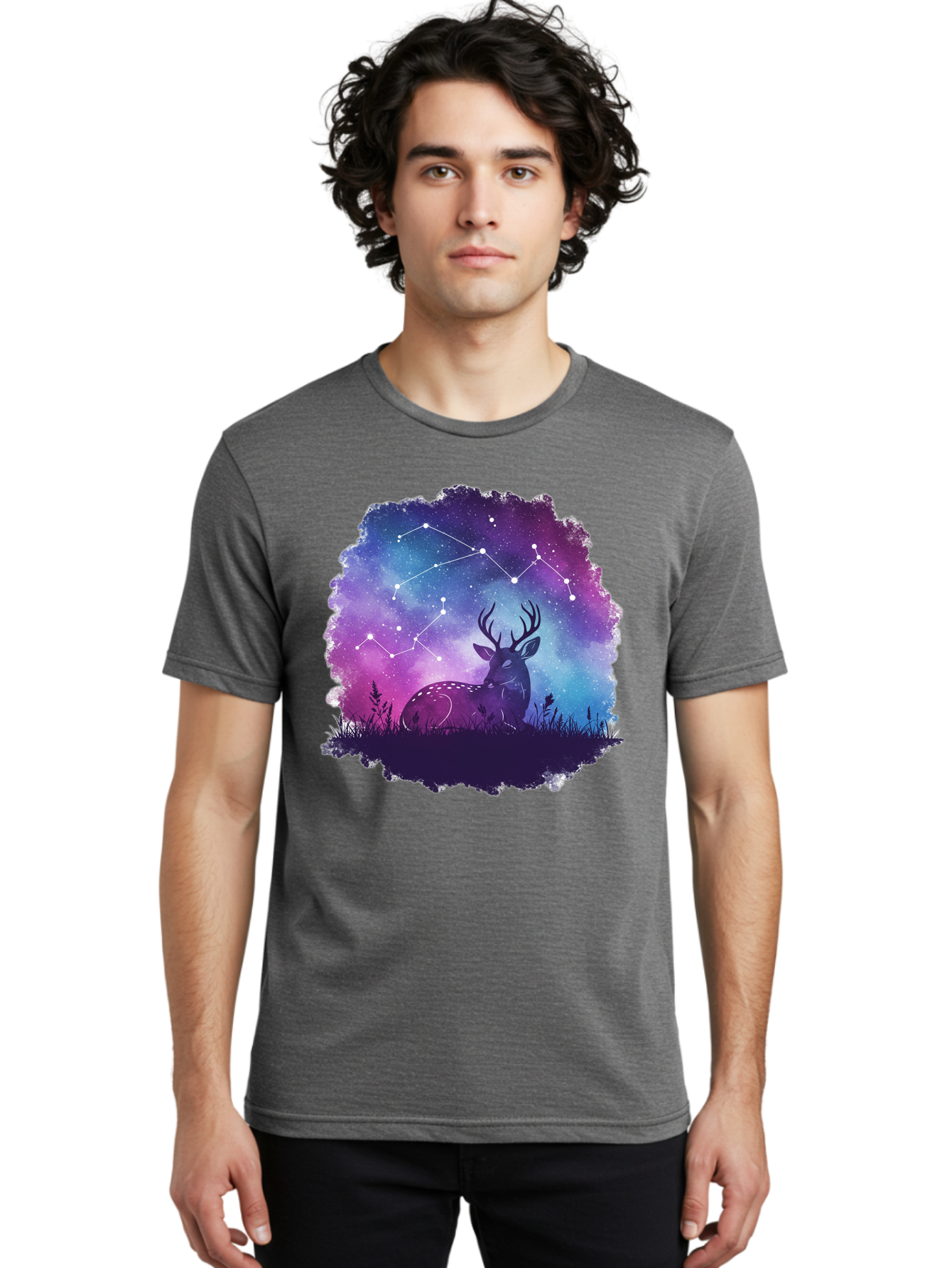 Deer-Constellation-2 Men'S Graphic Tee, 100% Cotton, Comfortable Casual Summer Wear, Machine Washable, Vintage Camera, Old Camera, Antique Camera, Black Camera, Classic Photography, Photography Equipment, Nostalgic Device, Film Camera, Baf022