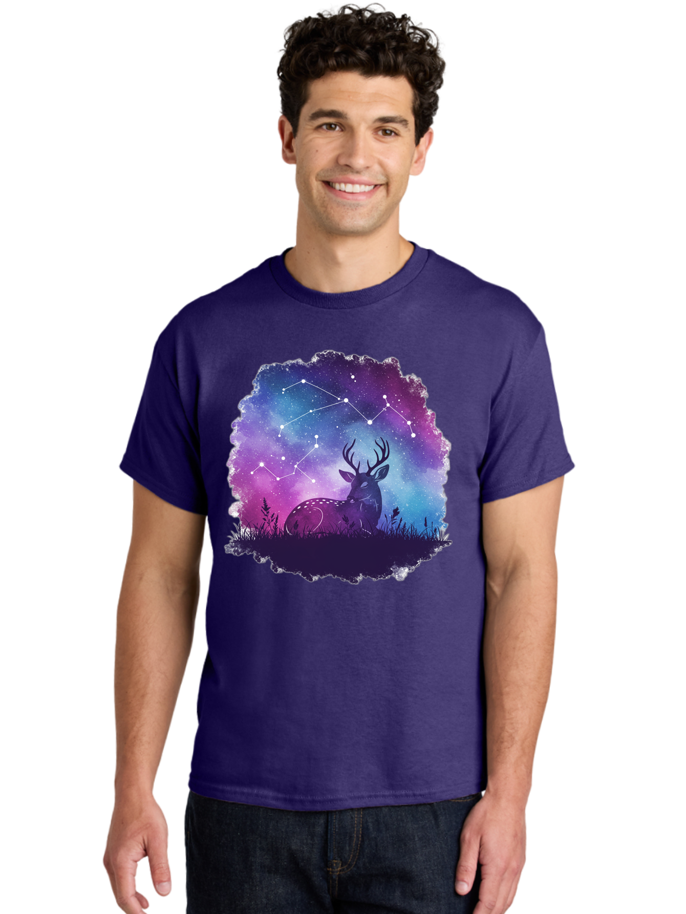 Deer-Constellation-2 Men'S Graphic Tee, 100% Cotton, Comfortable Casual Summer Wear, Machine Washable, Vintage Camera, Old Camera, Antique Camera, Black Camera, Classic Photography, Photography Equipment, Nostalgic Device, Film Camera, Baf022