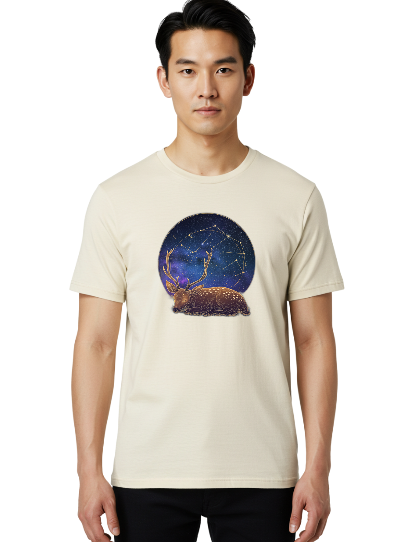 Deer-Constellation Men'S Graphic Tee, 100% Cotton, Comfortable Casual Summer Wear, Machine Washable, Vintage Camera, Old Camera, Antique Camera, Black Camera, Classic Photography, Photography Equipment, Nostalgic Device, Film Camera, Baf023