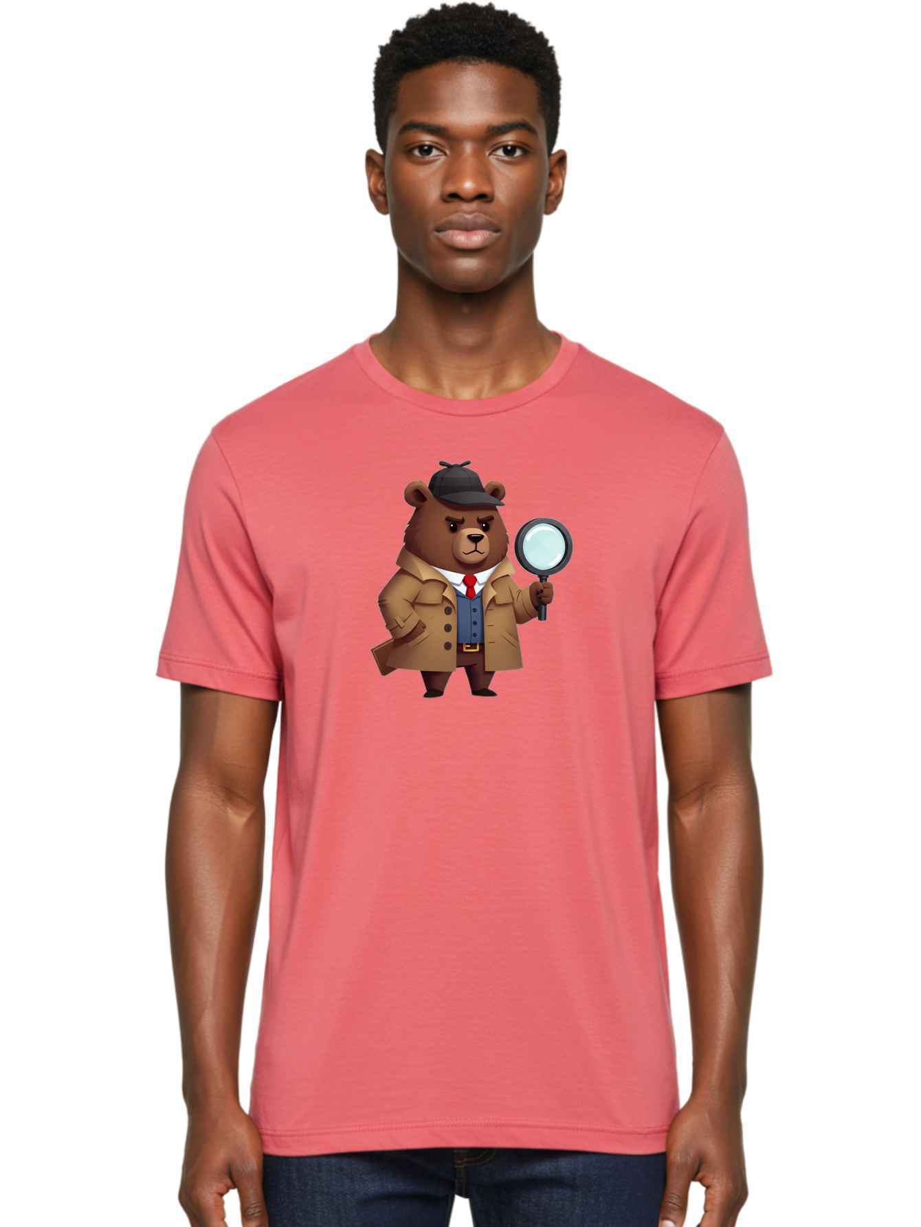 Detective-Bear Men'S Graphic Tee, 100% Cotton, Comfortable Casual Summer Wear, Machine Washable, Vintage Camera, Old Camera, Antique Camera, Black Camera, Classic Photography, Photography Equipment, Nostalgic Device, Film Camera, Camera Art Baf031