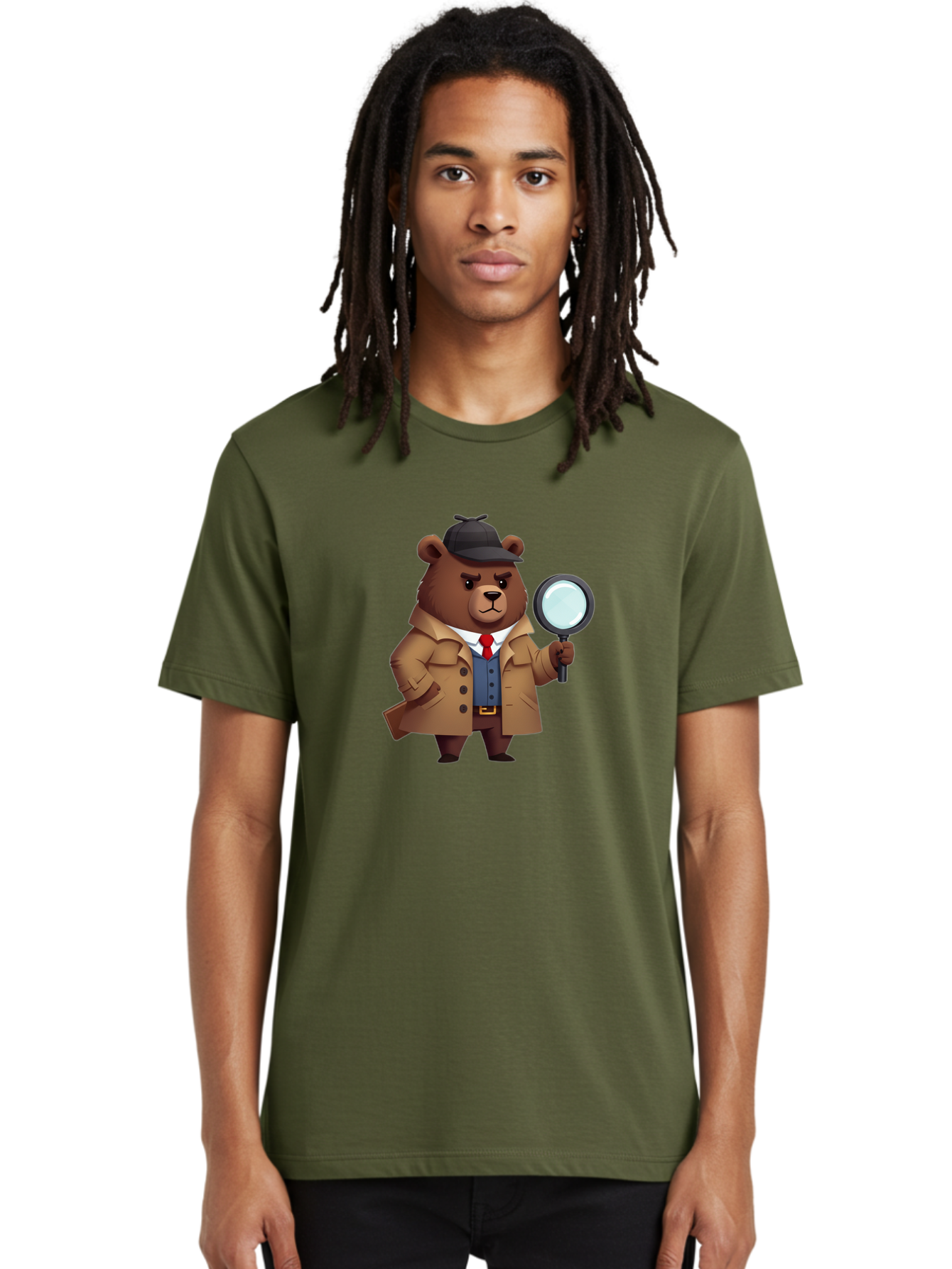 Detective-Bear Men'S Graphic Tee, 100% Cotton, Comfortable Casual Summer Wear, Machine Washable, Vintage Camera, Old Camera, Antique Camera, Black Camera, Classic Photography, Photography Equipment, Nostalgic Device, Film Camera, Camera Art Baf031