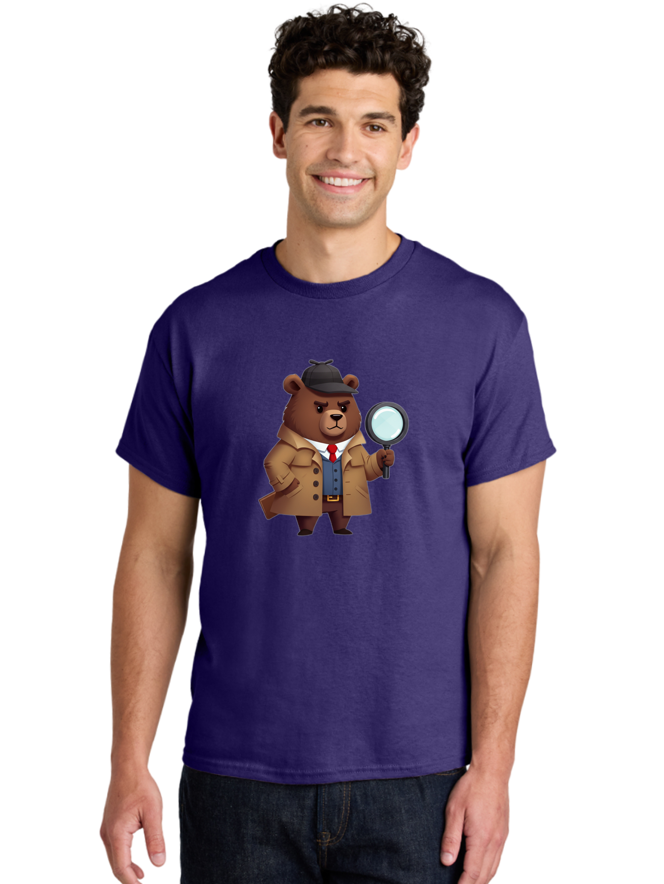 Detective-Bear Men'S Graphic Tee, 100% Cotton, Comfortable Casual Summer Wear, Machine Washable, Vintage Camera, Old Camera, Antique Camera, Black Camera, Classic Photography, Photography Equipment, Nostalgic Device, Film Camera, Camera Art Baf031