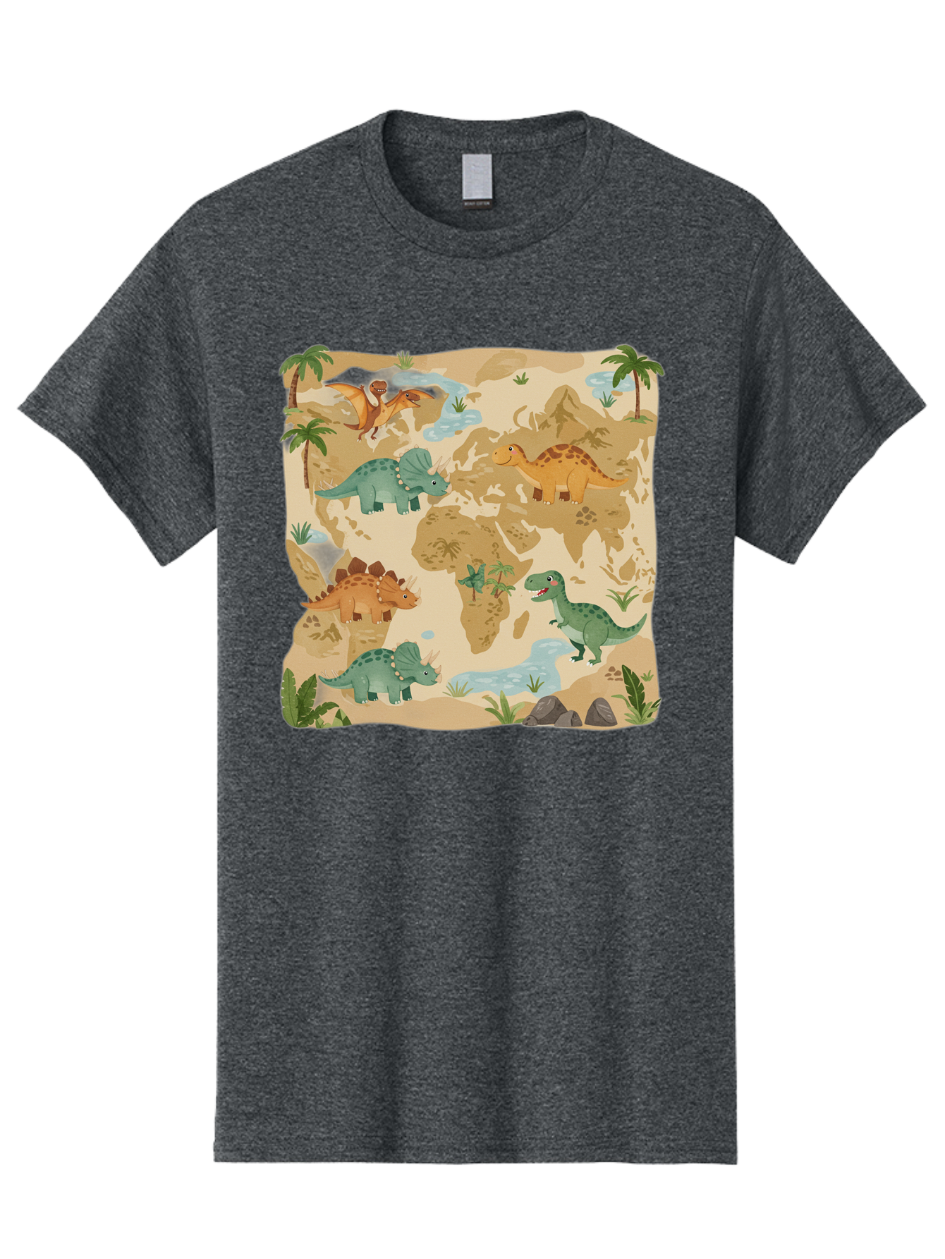 Dinosaur-World-Map Men'S Graphic Tee, 100% Cotton, Comfortable Casual Summer Wear, Machine Washable, Vintage Camera, Old Camera, Antique Camera, Black Camera, Classic Photography, Photography Equipment, Nostalgic Device, Film Camera, Baf035