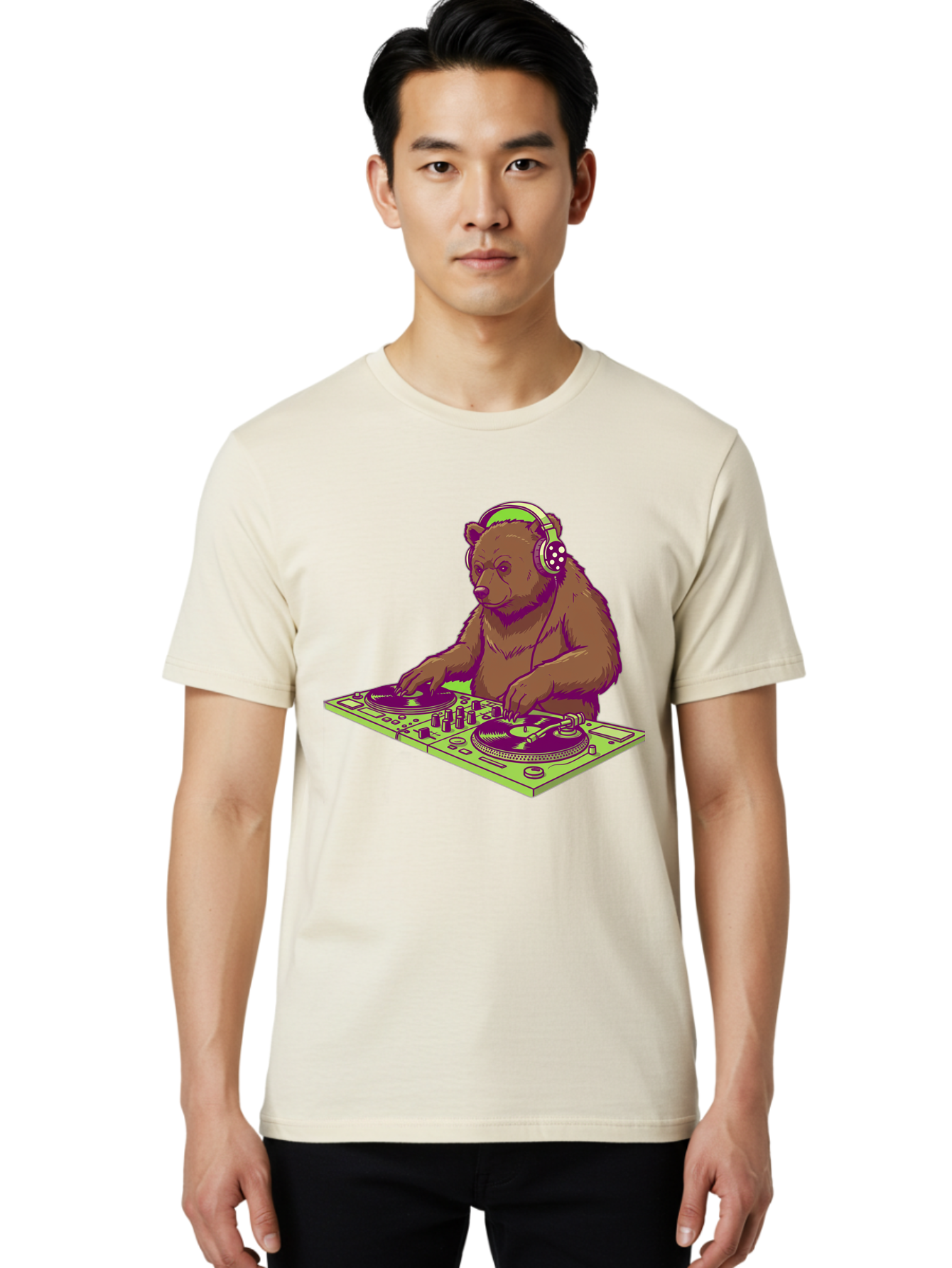 Dj-Bear-3 Men'S Graphic Tee, 100% Cotton, Comfortable Casual Summer Wear, Machine Washable, Vintage Camera, Old Camera, Antique Camera, Black Camera, Classic Photography, Photography Equipment, Nostalgic Device, Film Camera, Camera Art Baf038