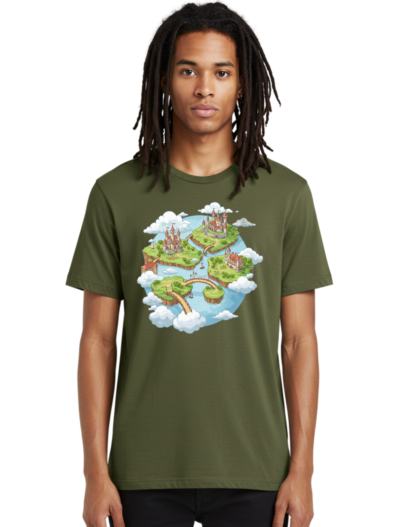 Floating-Islands-With-Castles Men'S Graphic Tee, 100% Cotton, Comfortable Casual Summer Wear, Machine Washable, Vintage Camera, Old Camera, Antique Camera, Black Camera, Classic Photography, Photography Equipment, Nostalgic Device, Baf074
