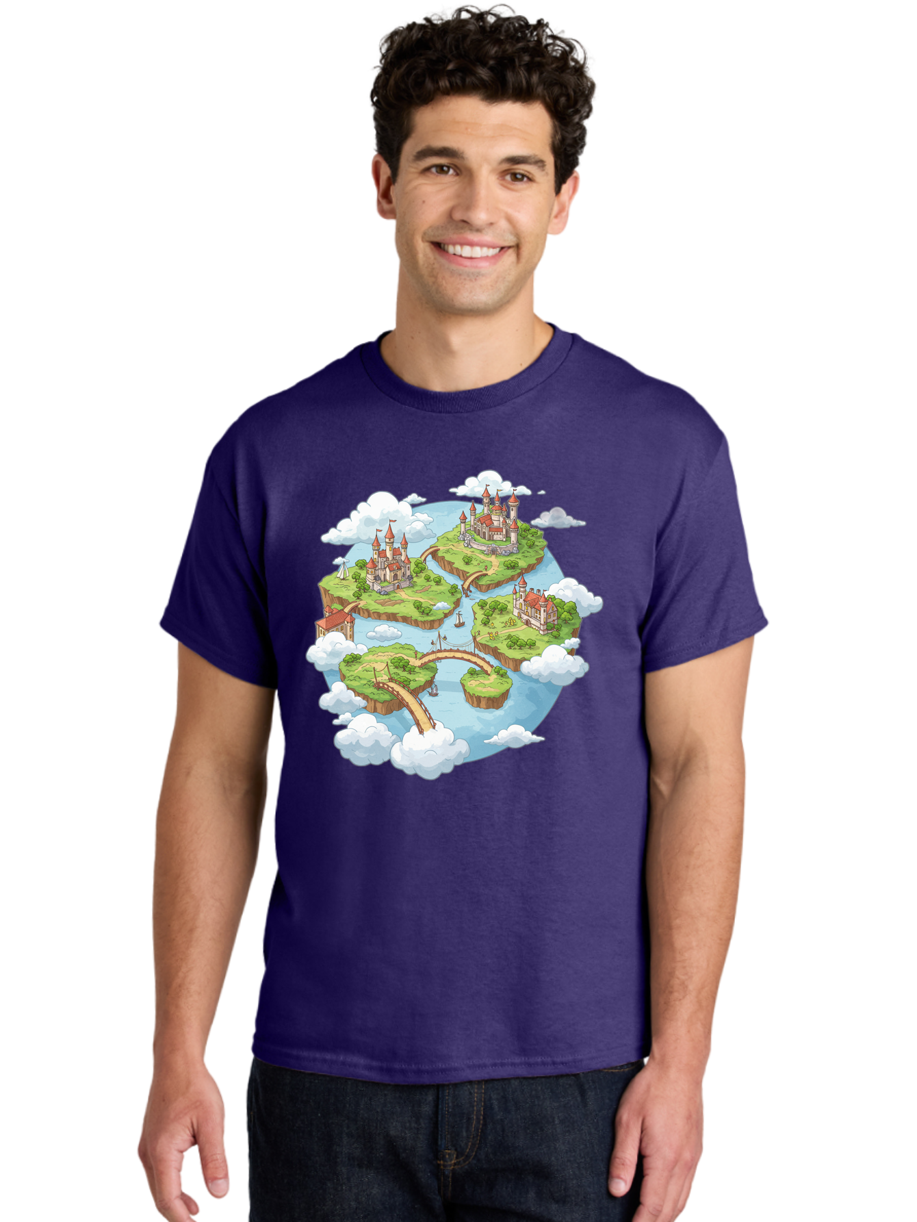 Floating-Islands-With-Castles Men'S Graphic Tee, 100% Cotton, Comfortable Casual Summer Wear, Machine Washable, Vintage Camera, Old Camera, Antique Camera, Black Camera, Classic Photography, Photography Equipment, Nostalgic Device, Baf074