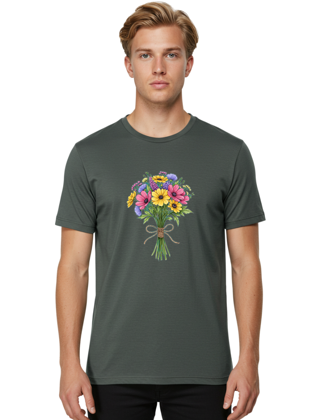 Floral-Bouquet-5 Men'S Graphic Tee, 100% Cotton, Comfortable Casual Summer Wear, Machine Washable, Vintage Camera, Old Camera, Antique Camera, Black Camera, Classic Photography, Photography Equipment, Nostalgic Device, Film Camera, Camera Art Baf080