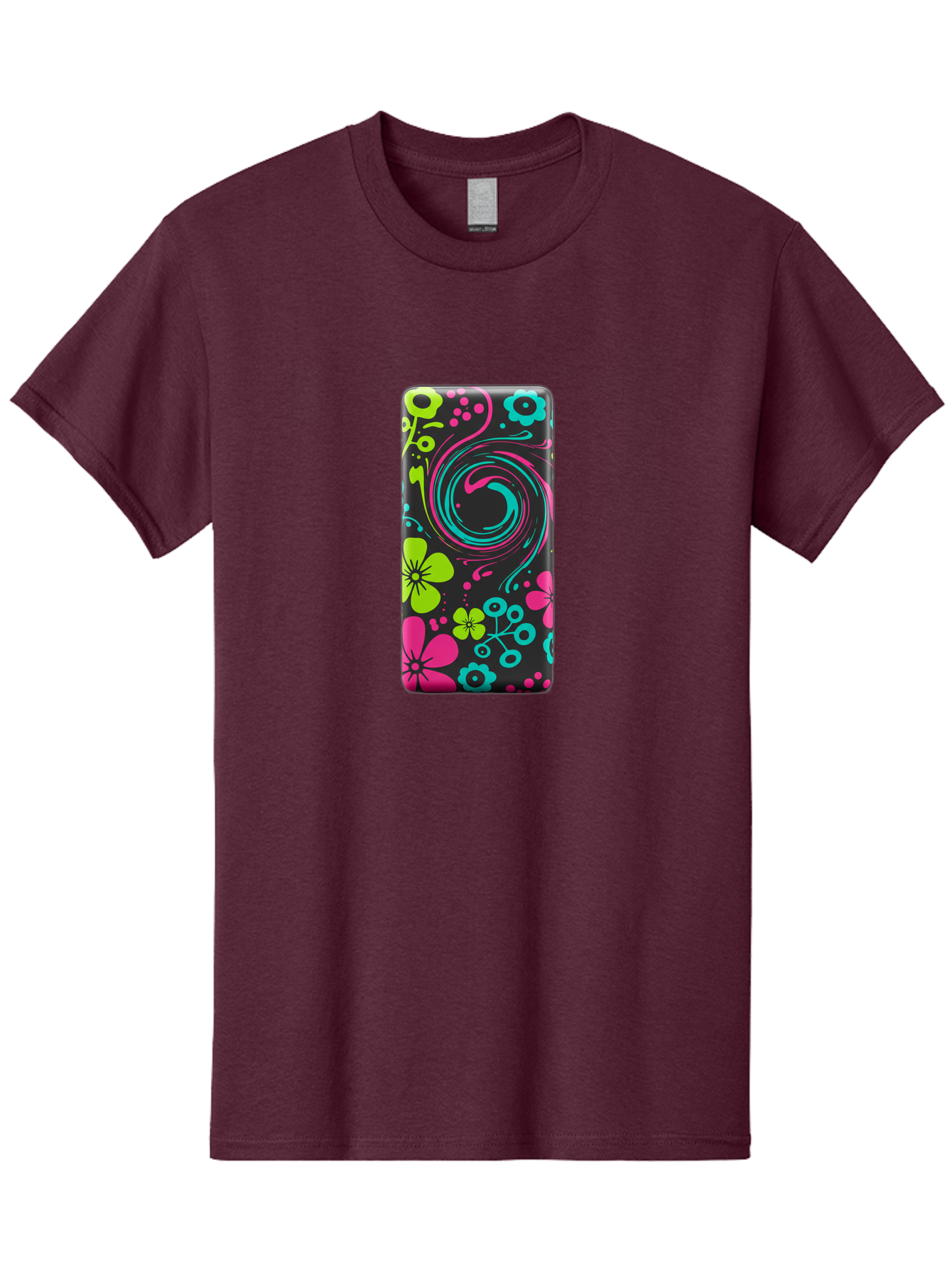 Floral-Swirl-Phone-Case Men'S Graphic Tee, 100% Cotton, Comfortable Casual Summer Wear, Machine Washable, Vintage Camera, Old Camera, Antique Camera, Black Camera, Classic Photography, Photography Equipment, Nostalgic Device, Film Camera, Baf085